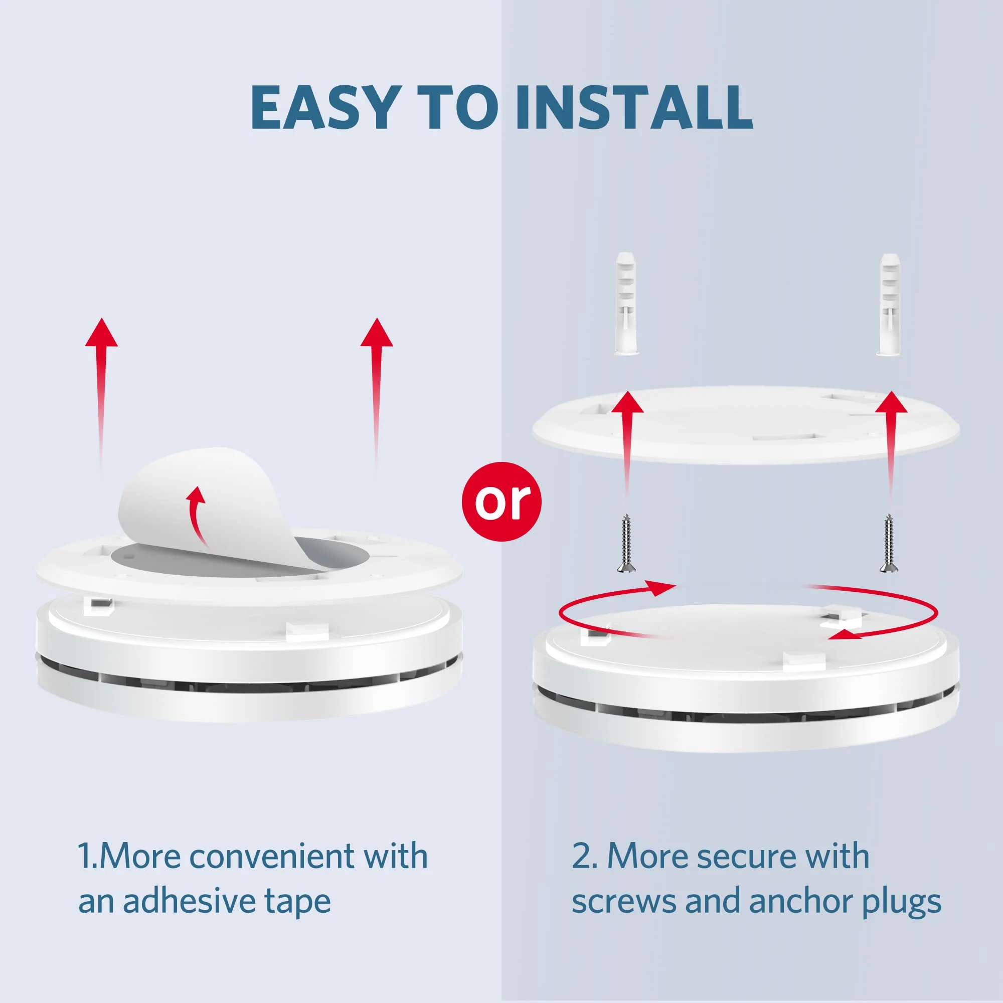 3 Pack Combination Smoke and Carbon Monoxide Detector Alarm, HATHEPHS 10-Year Battery Dual Sensor Fire & CO Alarm with Large Test/Silence Button, Adhesive & Screws Included - Image 4