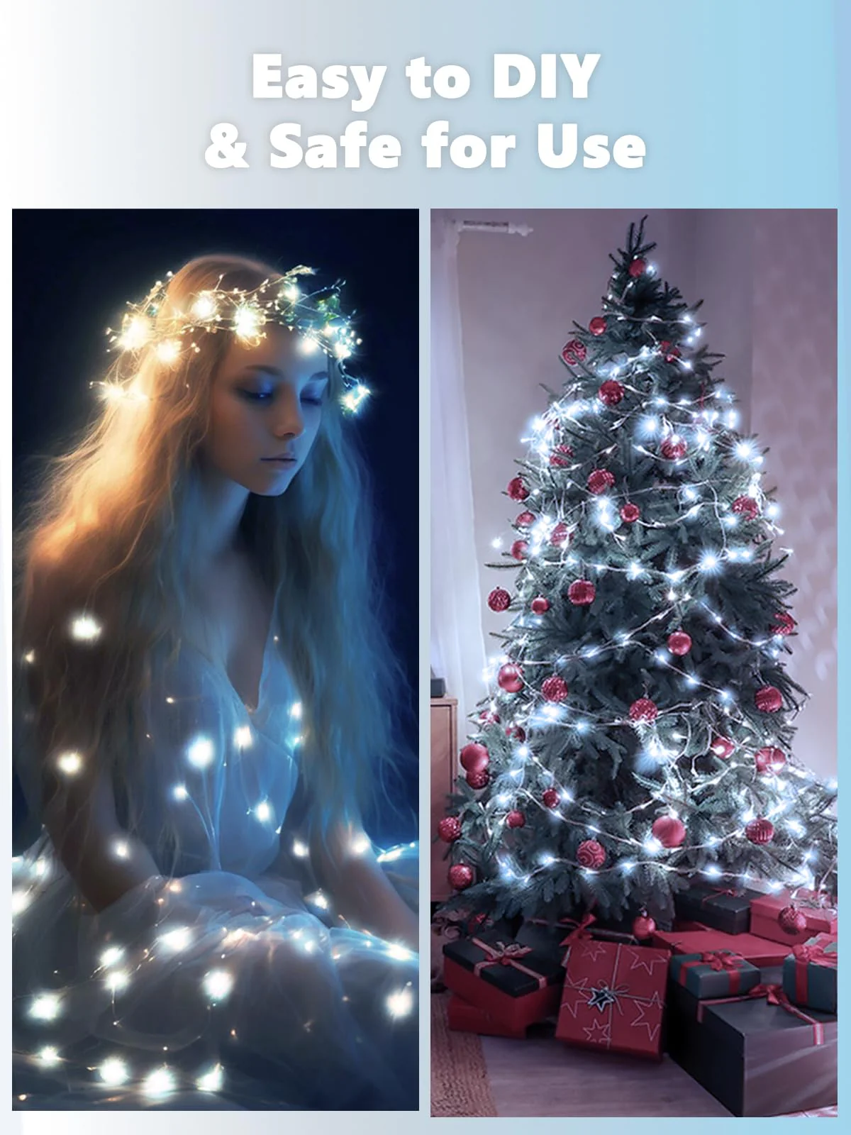3 Pack Fairy Lights Battery Operated with Remote Control Timer, 26 FT 80 LED String Lights Outdoor Indoor, 8 Mode Twinkle Lights for Christmas Party Wedding Birthday Bedroom Décor (Cool White) - Image 4