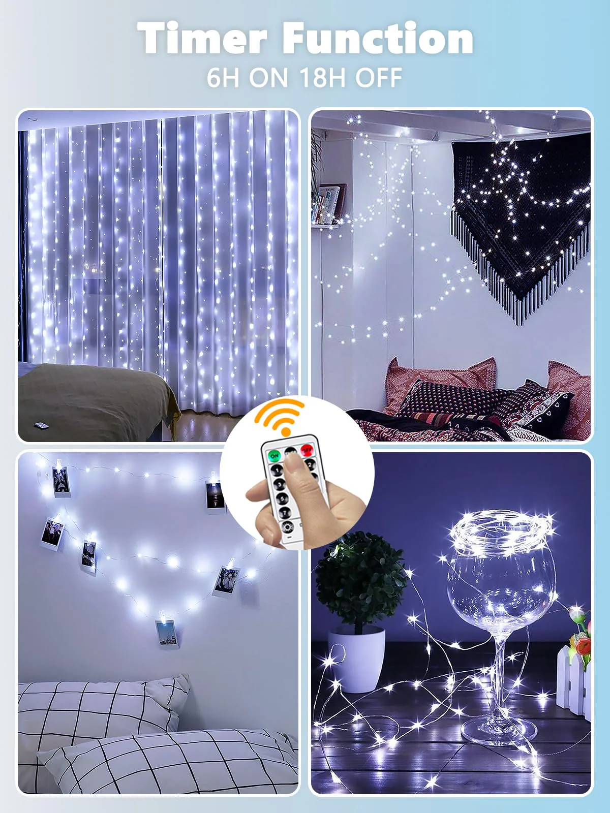 3 Pack Fairy Lights Battery Operated with Remote Control Timer, 26 FT 80 LED String Lights Outdoor Indoor, 8 Mode Twinkle Lights for Christmas Party Wedding Birthday Bedroom Décor (Cool White) - Image 5