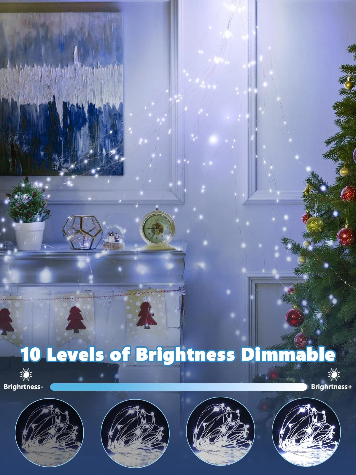 3 Pack Fairy Lights Battery Operated with Remote Control Timer, 26 FT 80 LED String Lights Outdoor Indoor, 8 Mode Twinkle Lights for Christmas Party Wedding Birthday Bedroom Décor (Cool White) - Image 7