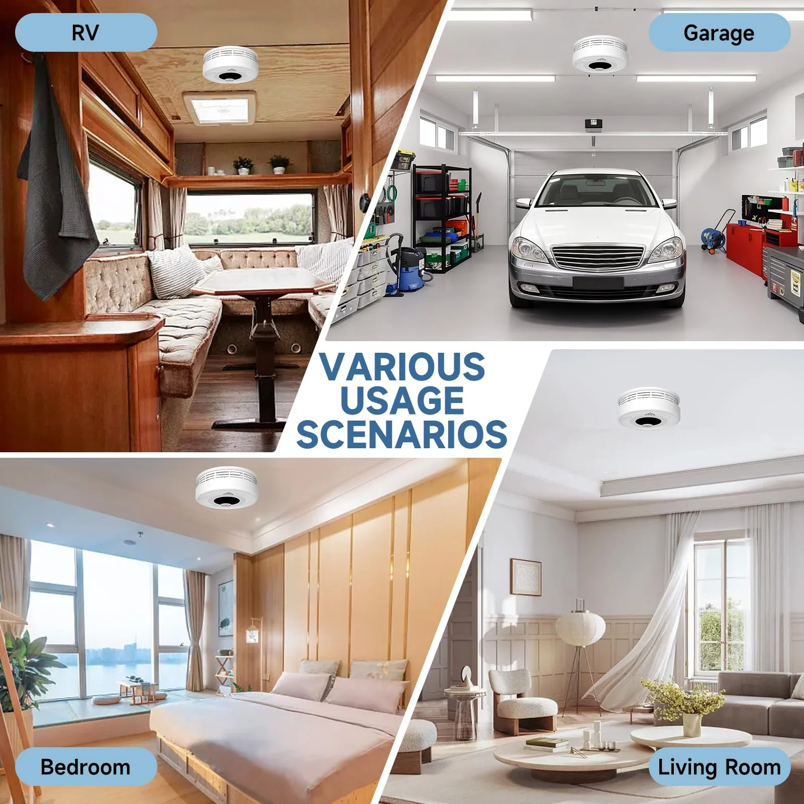 3 Pack Interconnected Smoke and CO Alarm with LCD Screen, 85dB Audible & Visual Alert, RF Sync Network, Battery Powered, Ideal for Multi-Room Setup in Home, Office, RV - Image 2