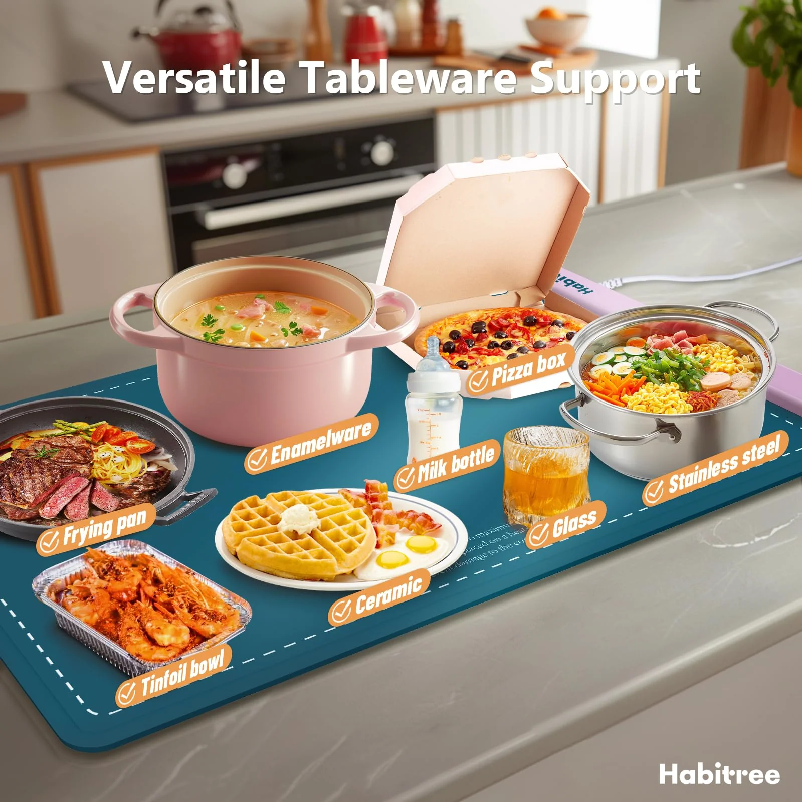 3-Pack Silicone Food Warming Mat & Food Warmers for Parties Buffet - Rapid Heating 6-Level Temp Control, Rollable Portable Easy Clean - Value Set for Gatherings & Home Daily Use（Blue） - Image 7