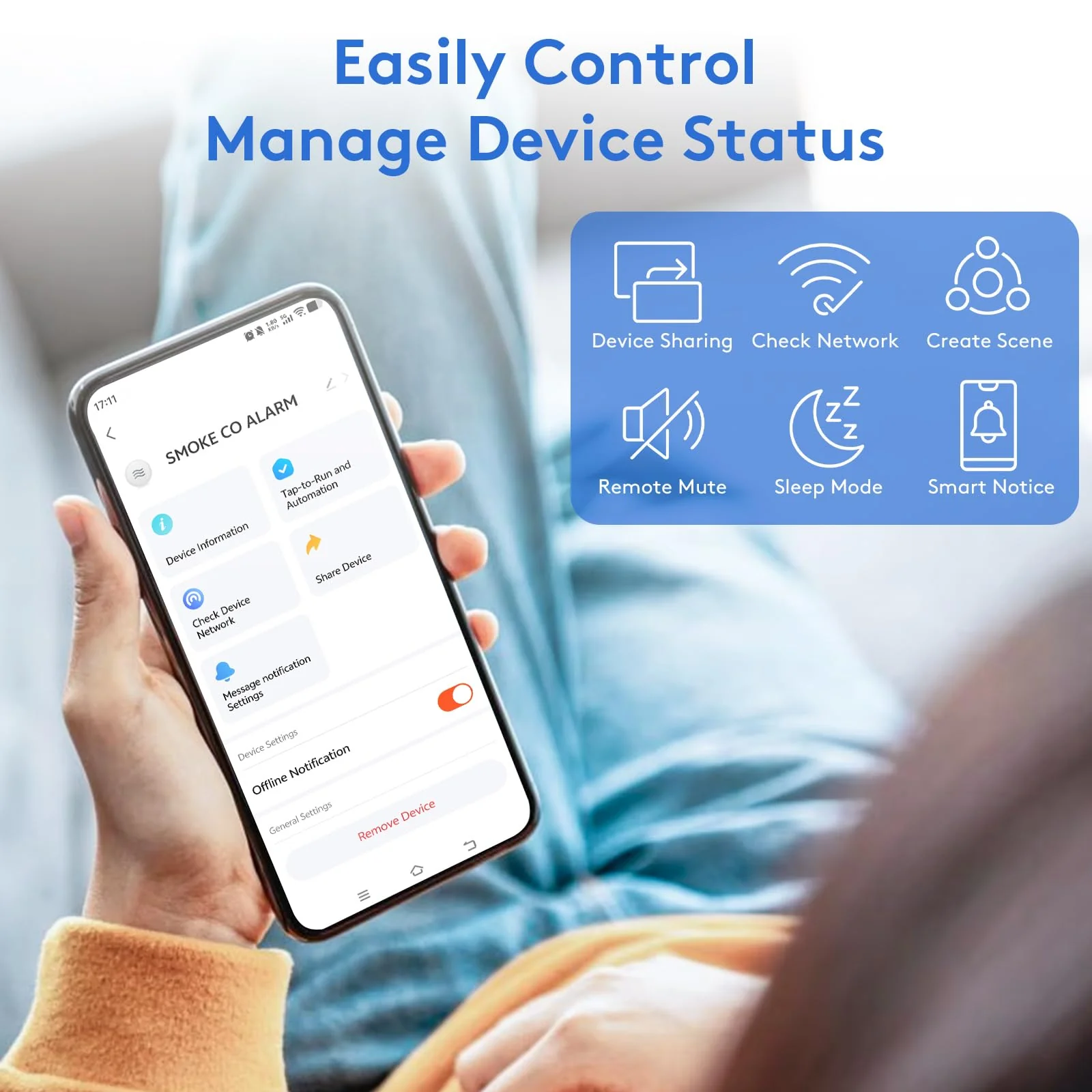 3-Pack Wi-Fi Smoke Detector Carbon Monoxide Detector Combo with App Notifications, Test/Silence Button, Smart Smoke Detector & CO Alarm for Any Home, Real-Time Alert - Image 3