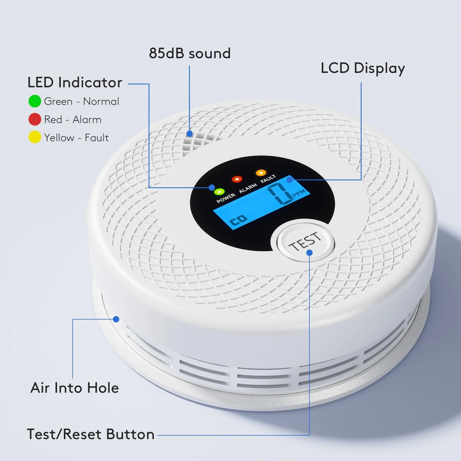 3-Pack Wi-Fi Smoke Detector Carbon Monoxide Detector Combo with App Notifications, Test/Silence Button, Smart Smoke Detector & CO Alarm for Any Home, Real-Time Alert - Image 4