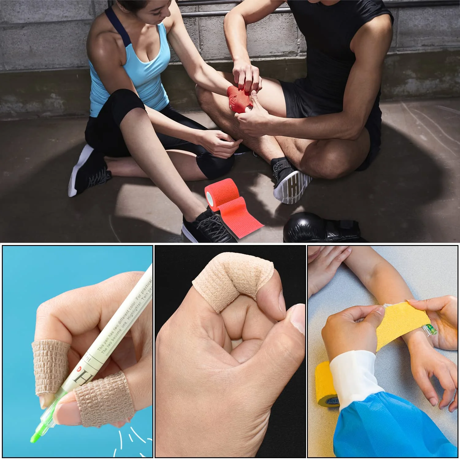 3" Self Adhesive Bandage Wraps, 24pcs Vet Wraps, Skin Color, 5 Yard Self Adherent Wraps for Sports, Wrist, Ankle and Swelling (3", Skin Color, 24pcs) - Image 2
