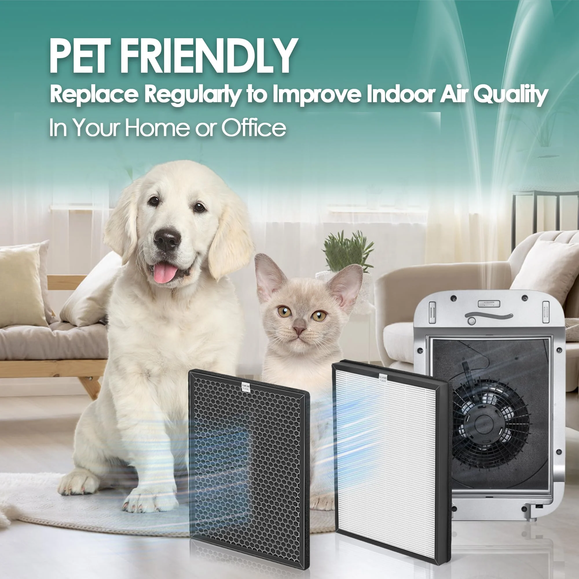 3-Set Alexapure Breeze Filter Replacement AP-B103 and AP-B104 Compatible with Alexapure Breeze Air Purifier AP-B102 and 3049 with 1x H13 True HEPA Filter AP-B103 and 1x Activated Carbon Filter AP-B104 - Image 2