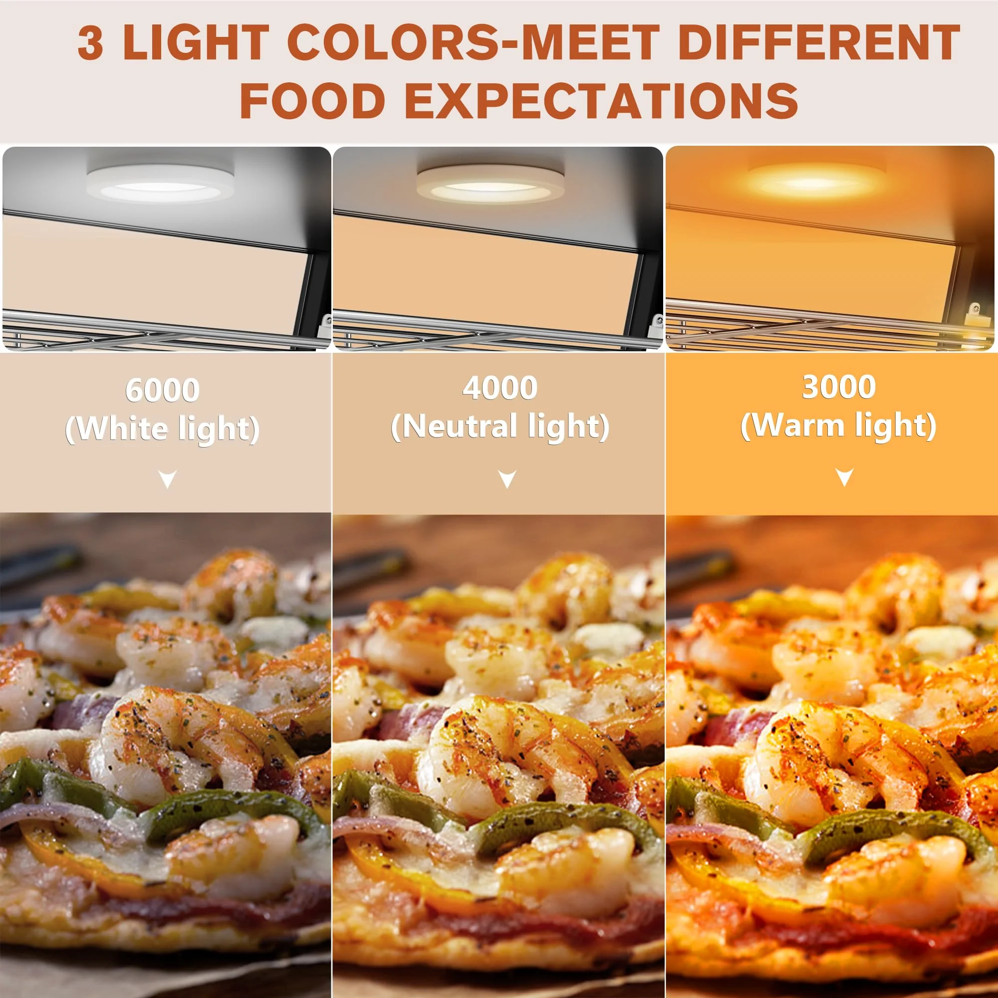 3-Shelf Commercial Food Warmer Display w/Top Rack, 44" Countertop Warmers Hot Box for Pizza/Pretzel/for Food Display, Heated Holding Cabinet Glass case, with LED Lighting for Buffet Restaurant - Image 3