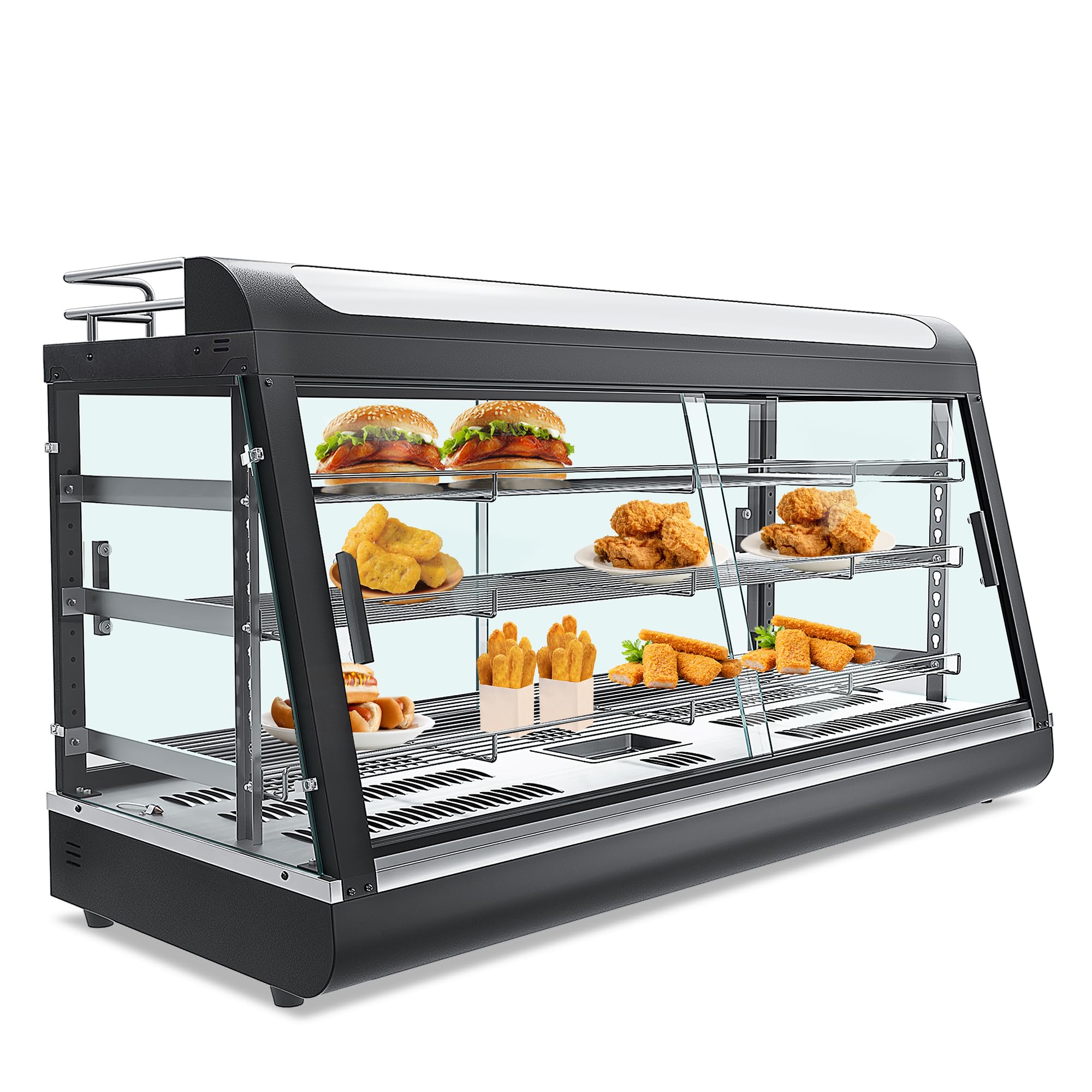3-Shelf Commercial Food Warmer Display w/Top Rack, 44" Countertop Warmers Hot Box for Pizza/Pretzel/for Food Display, Heated Holding Cabinet Glass case, with LED Lighting for Buffet Restaurant - Image 8