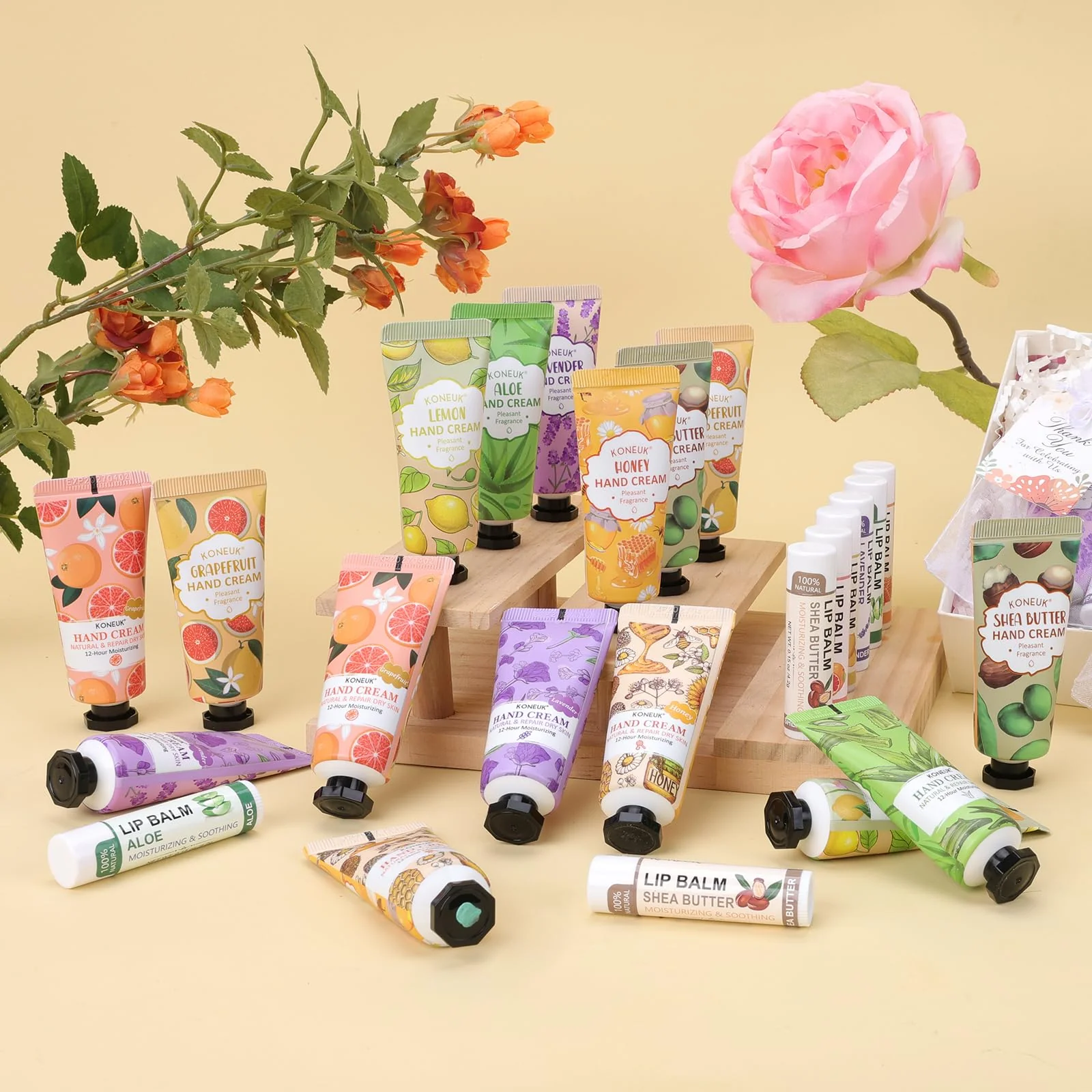 36 Pack Hand Cream Bulk and Lip Balm Bulk Sets, Stocking Stuffers for Women, Thank You Gifts and Christmas Gifts for Guests with Thank You Card Organza Bags, Birthday Gifts, Bulk Gifts, Small Gifts - Image 2