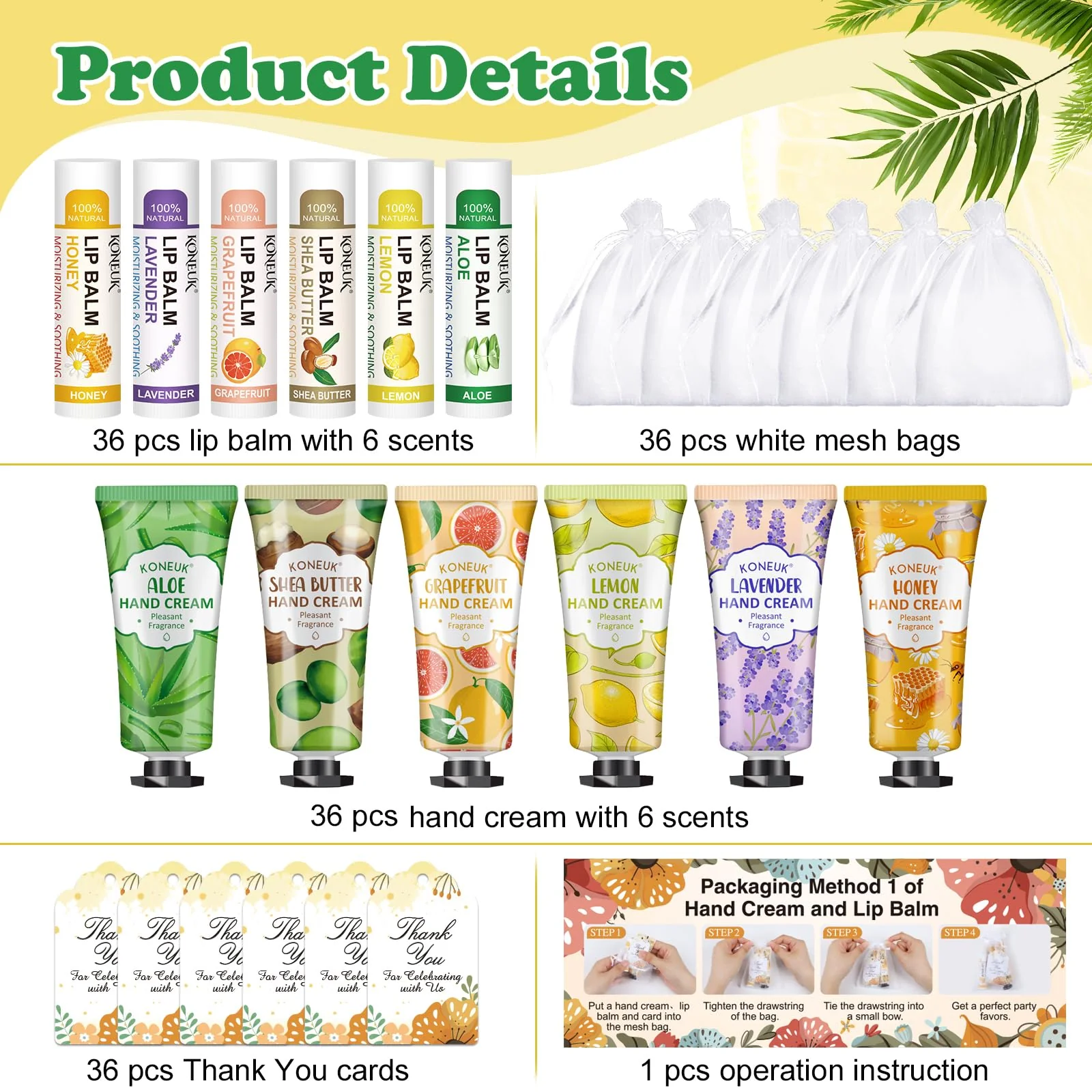 36 Pack Hand Cream Bulk and Lip Balm Bulk Sets, Stocking Stuffers for Women, Thank You Gifts and Christmas Gifts for Guests with Thank You Card Organza Bags, Birthday Gifts, Bulk Gifts, Small Gifts - Image 7