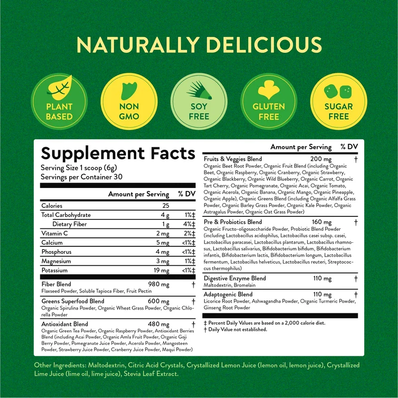 360 Nutrition Super Greens Powder with Probiotics & Digestive Enzymes, Sugar & Gluten Free, Plant-Based Superfood for Gut Health, Immunity - 6.35 oz - Image 5