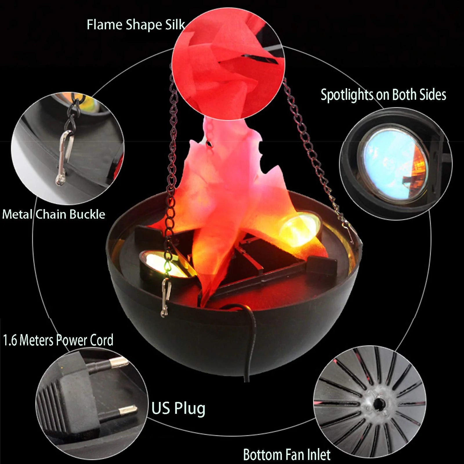 3D Fake Fire LED Light - Hanging Silk Flame Stage Effect Lamp for Halloween, Christmas, Festivals, Parties, Night Clubs - Image 6