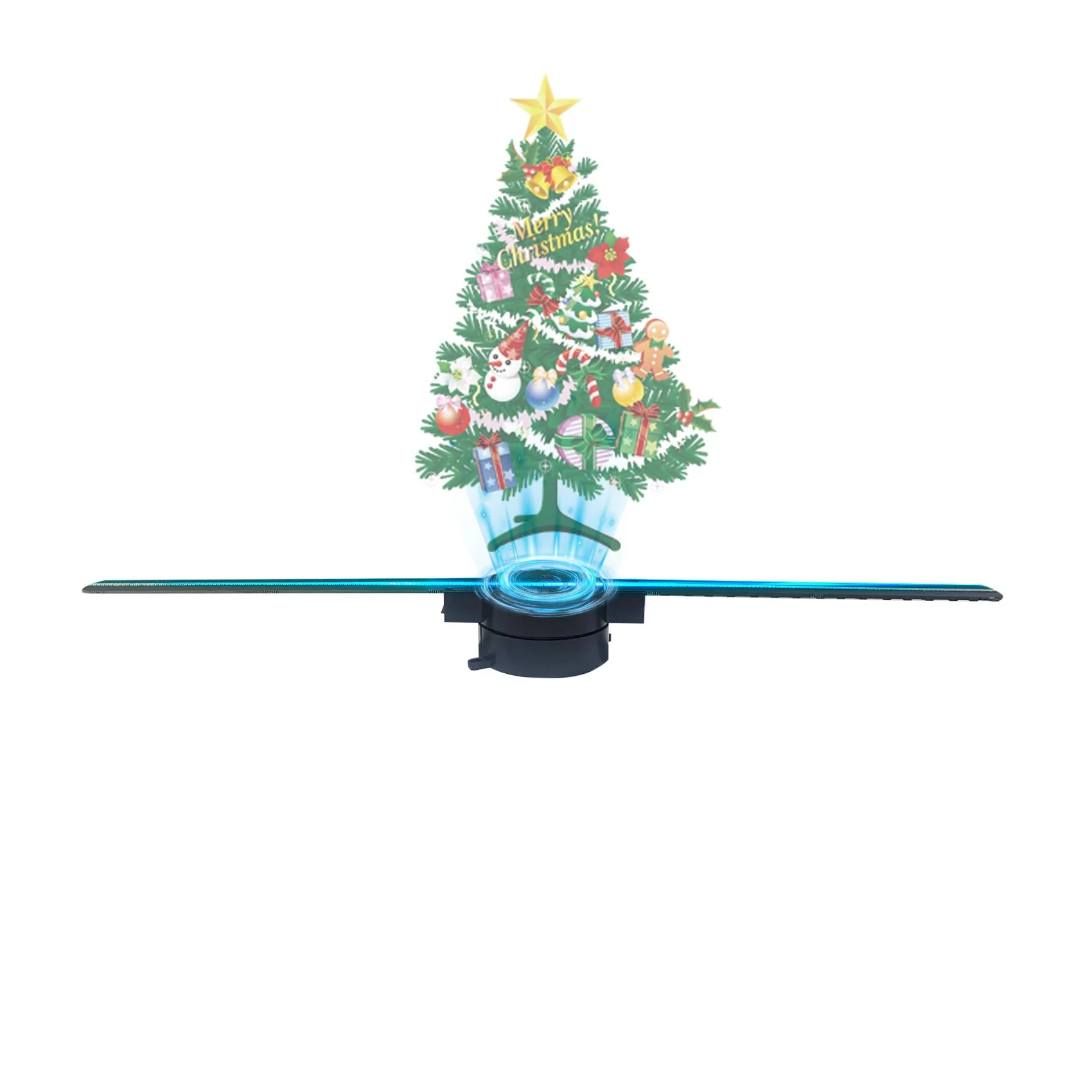 3D Hologram Fan,42cm Christmas Tree HD LED 16.5-inch Holographic Fan Projector WiFi with 700 Library Video,Animated Holographic Display for Business Stores