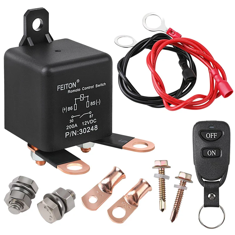3rd Generation 200A Remote Battery Disconnect Switch DC12V Battery Cut Off Switch Heavy Duty Car Battery Kill Switch for RV Truck Wireless Anti-Theft Prevent Battery Drain(1000A Starting Current)