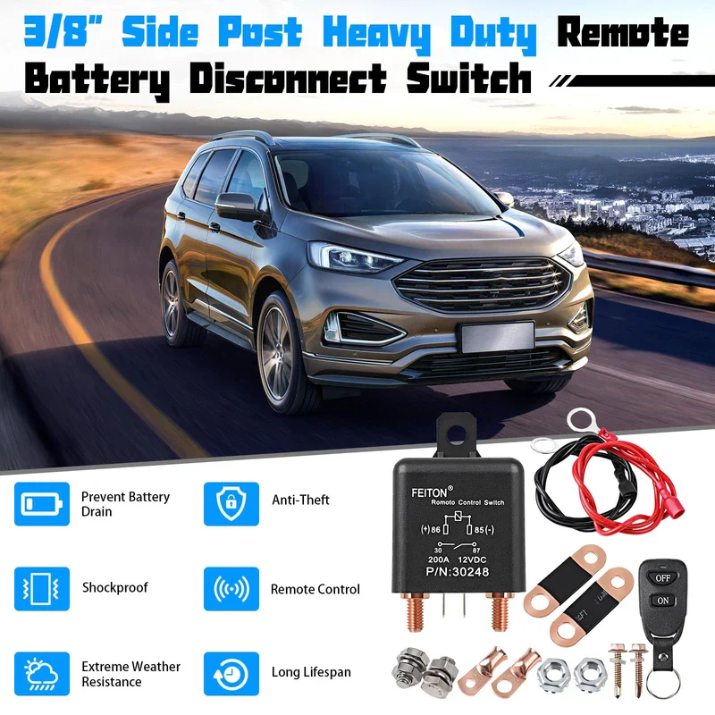 3rd Generation 200A Remote Battery Disconnect Switch DC12V Battery Cut Off Switch Heavy Duty Car Battery Kill Switch for RV Truck Wireless Anti-Theft Prevent Battery Drain(1000A Starting Current) - Image 2