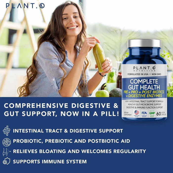 4-in-1 Prebiotic Probiotic & Postbiotic for Women & Men, Complete Gut & Digestive Support Supplement, Pre Post Probiotics & Digestive Enzymes 60 Capsules - Image 6