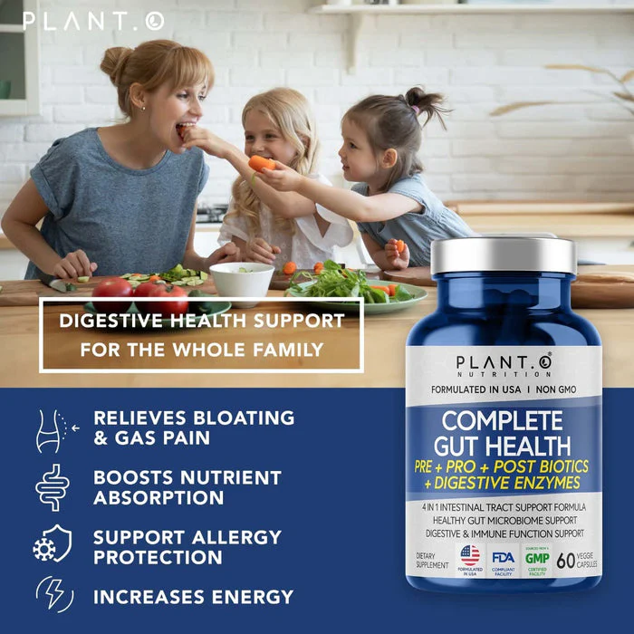 4-in-1 Prebiotic Probiotic & Postbiotic for Women & Men, Complete Gut & Digestive Support Supplement, Pre Post Probiotics & Digestive Enzymes 60 Capsules - Image 7