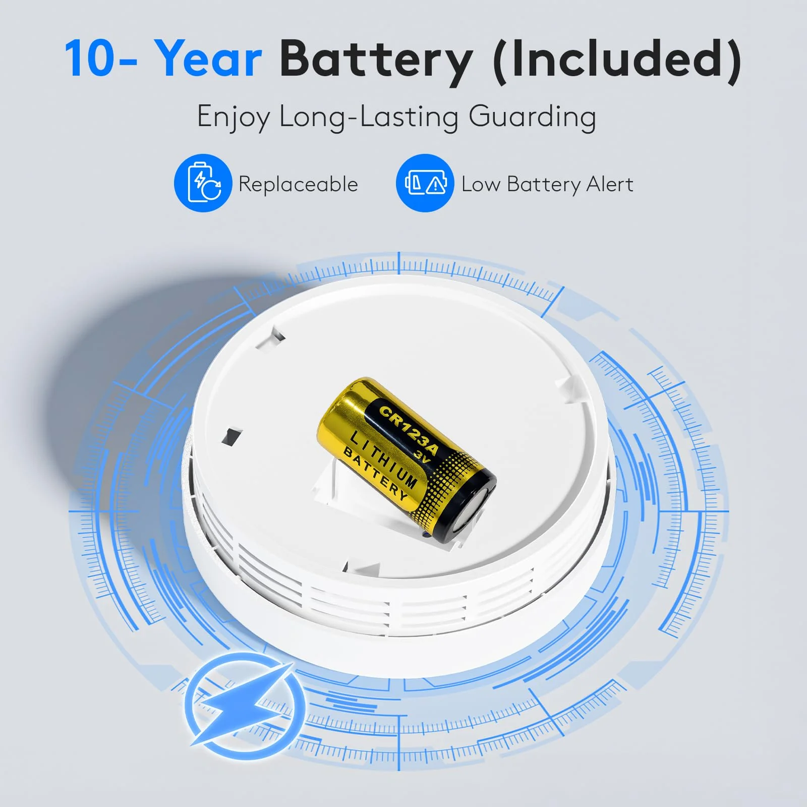 4-Pack Carbon Monoxide and Smoke Detector 10 Year Battery, Clear LCD Display and LED Light, Smoke & CO Alarm Combo for Home, Long-Lasting Guard - Image 6