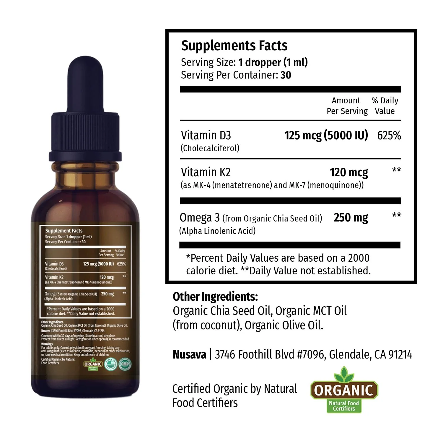(4 Pack) Organic Vitamin D3 K2 Drops with MCT Oil Omega 3, 5000 IU - Maximum Strength Vitamin D Liquid, No Fillers, Non-GMO Liquid D3 for Faster Absorption and Immune Support, Unflavored, 4 Fl Oz - Image 4