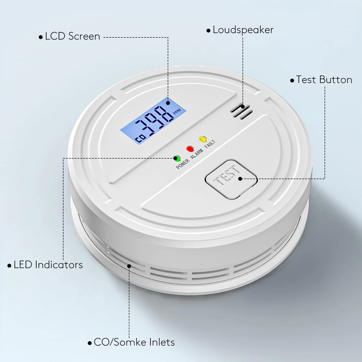 4 Packs Smoke & Carbon Monoxide Detector Battery Operated,2-in-1 Smoke Detector Carbon Monoxide Detector Combo,Smoke Alarm with Digital Display for Home - Image 5