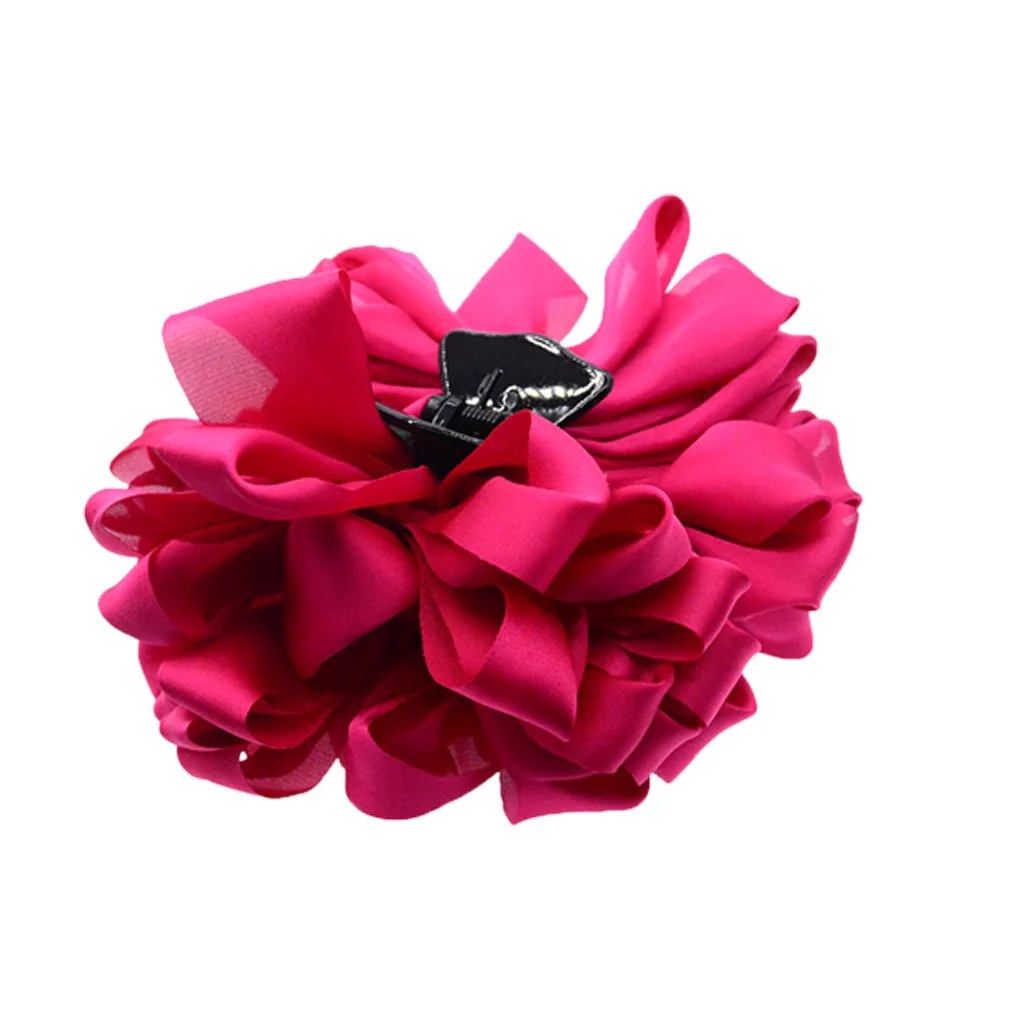 4 Pcs Large Silk Flower Bow Hair Claw Jaw Clips For Women Hair clamps - Image 3