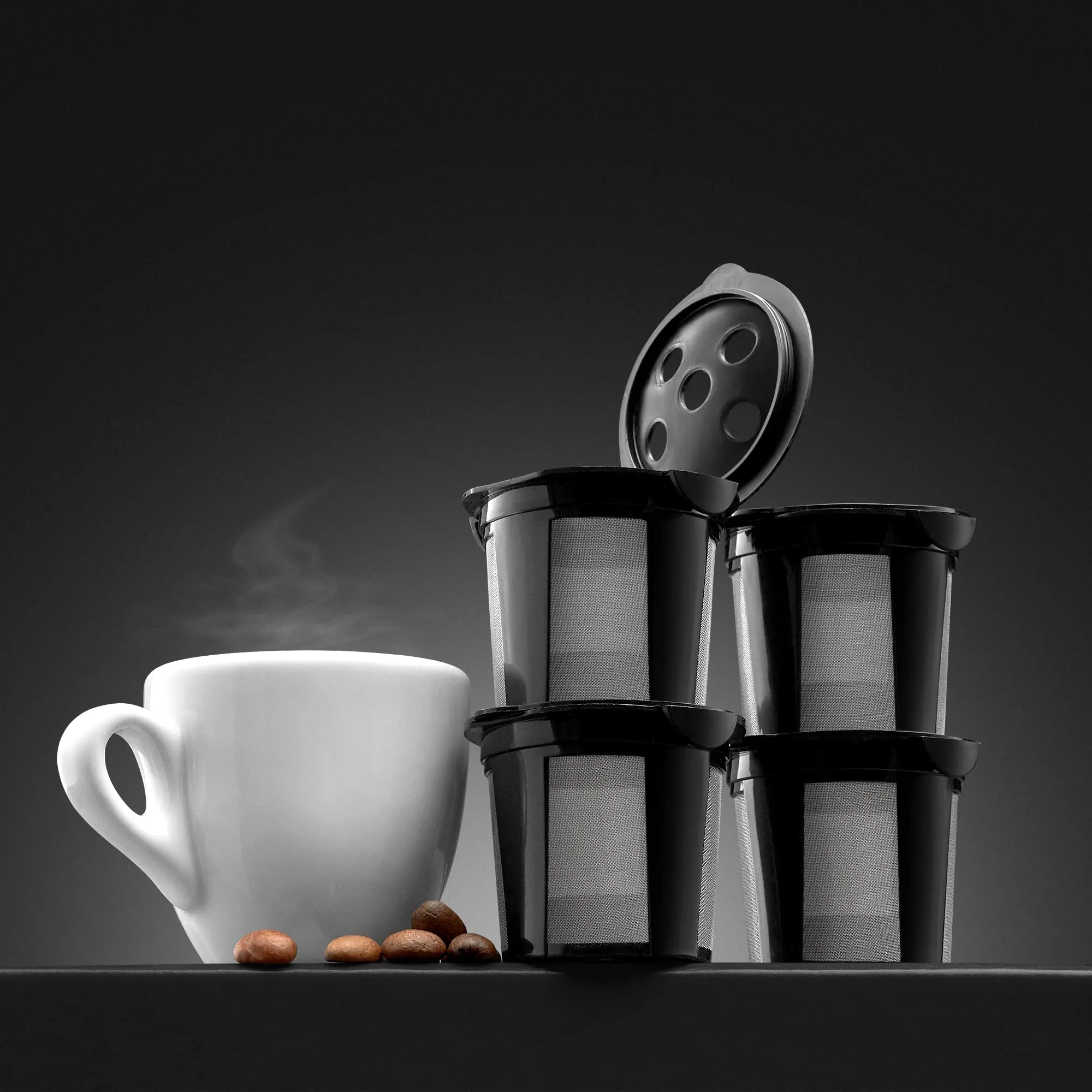 4 Reusable K Cups for Keurig K Supreme, K Supreme Plus, K Slim with Multistream Technology, K-Duo Hot & Iced Single Serve (Gen 2) - 4 Black Refillable Kcups Coffee Filters for Keurig Coffee Makers - Image 2