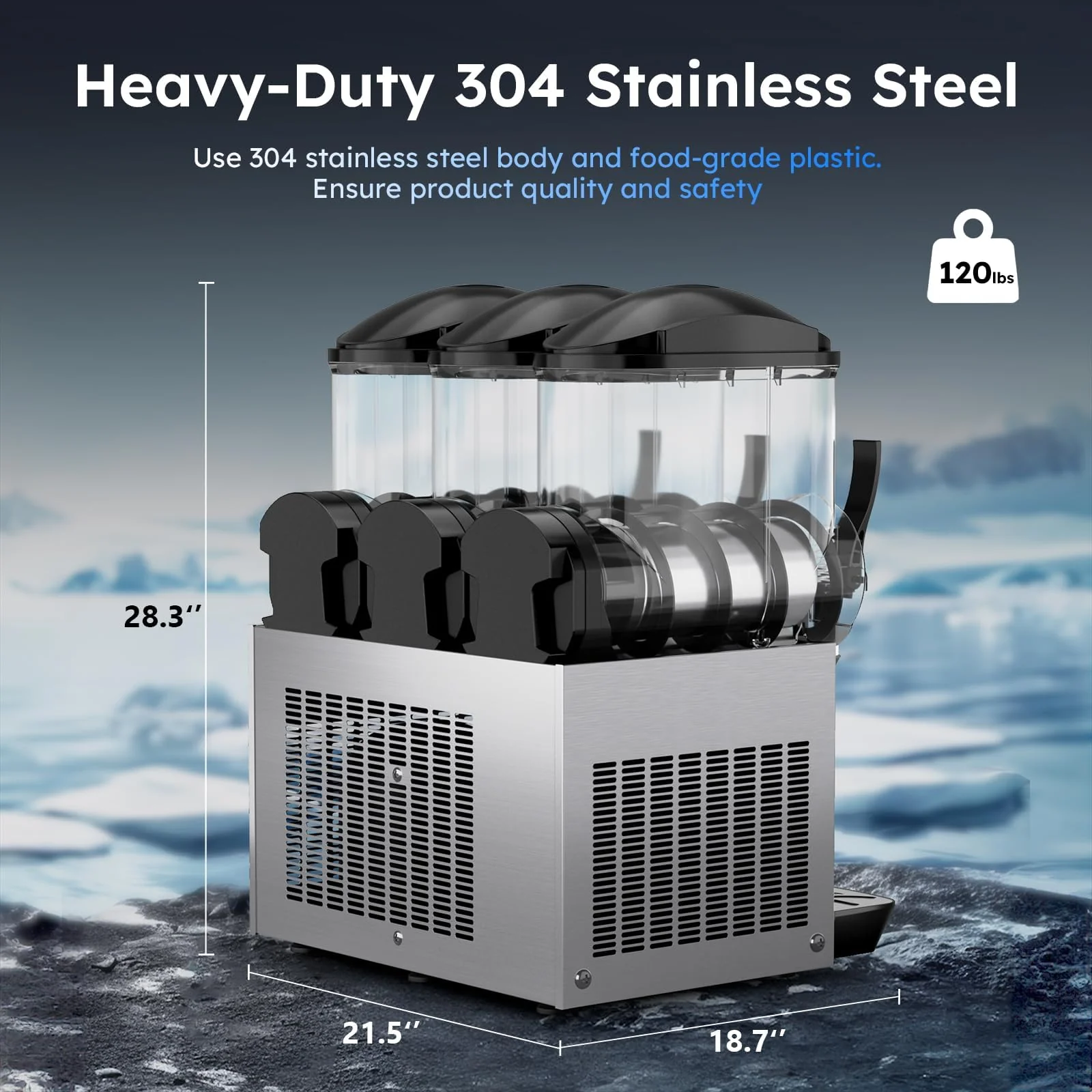45L 12 Gal Commercial Margarita & Slushy Machine,1300W 110V Frozen Drink Maker Smoothie Machine for Bar,Electric Large Slushie Machine with Self-Cleaning Mode,for Alcohol Beverage Cocktail Juice - Image 2