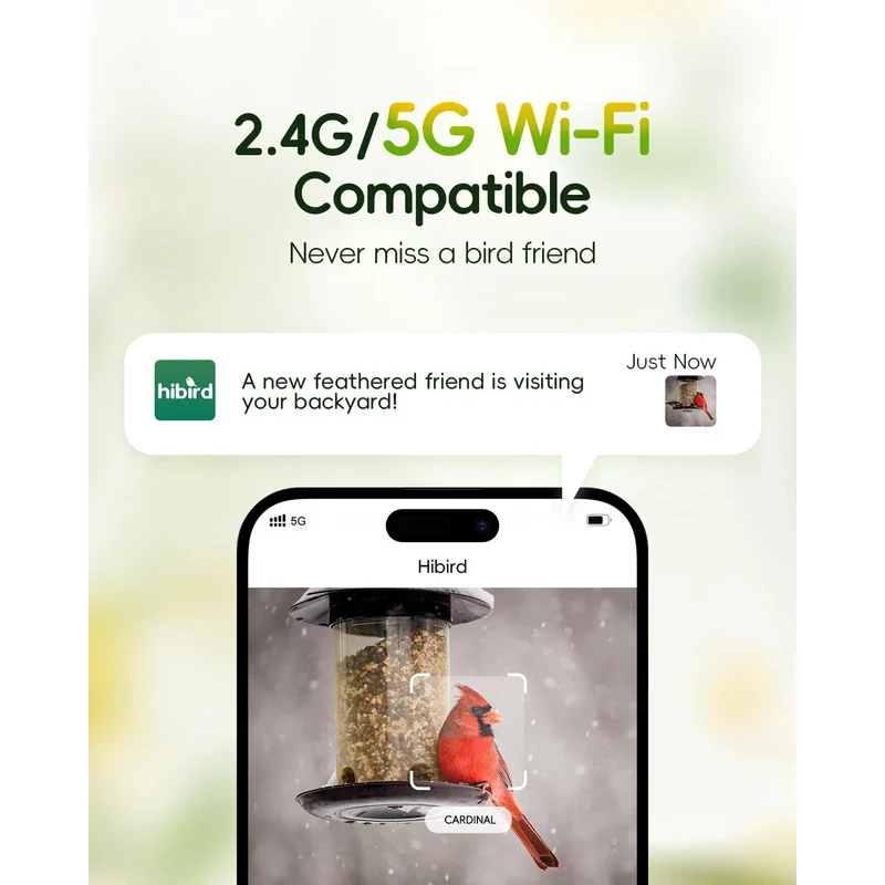 4K HD Bird Feeder with Camera Solar Powered, 2.4G/5G Dual WiFi Wireless, Auto Bird Video Capture, Instant Notifications, 360°Adjustable Bracket & 32GB EMMC, AI Identify 10000+ Species for Bird Lover - Image 3