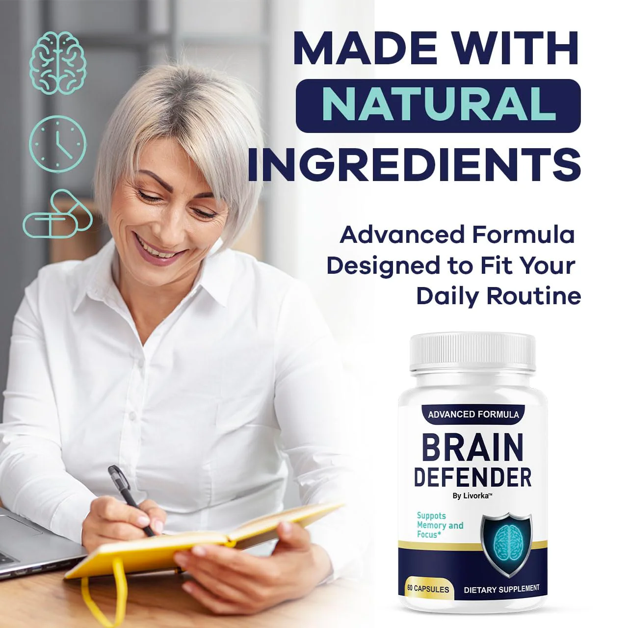 (5 Pack) Brain Defender - Official Brain Defender Supplement Advanced Pills, Natural Brain Defender Brain and Memory Support, Brain Defender Health & Wellness Multivitamin, 300 Capsules for 5 Months - Image 6