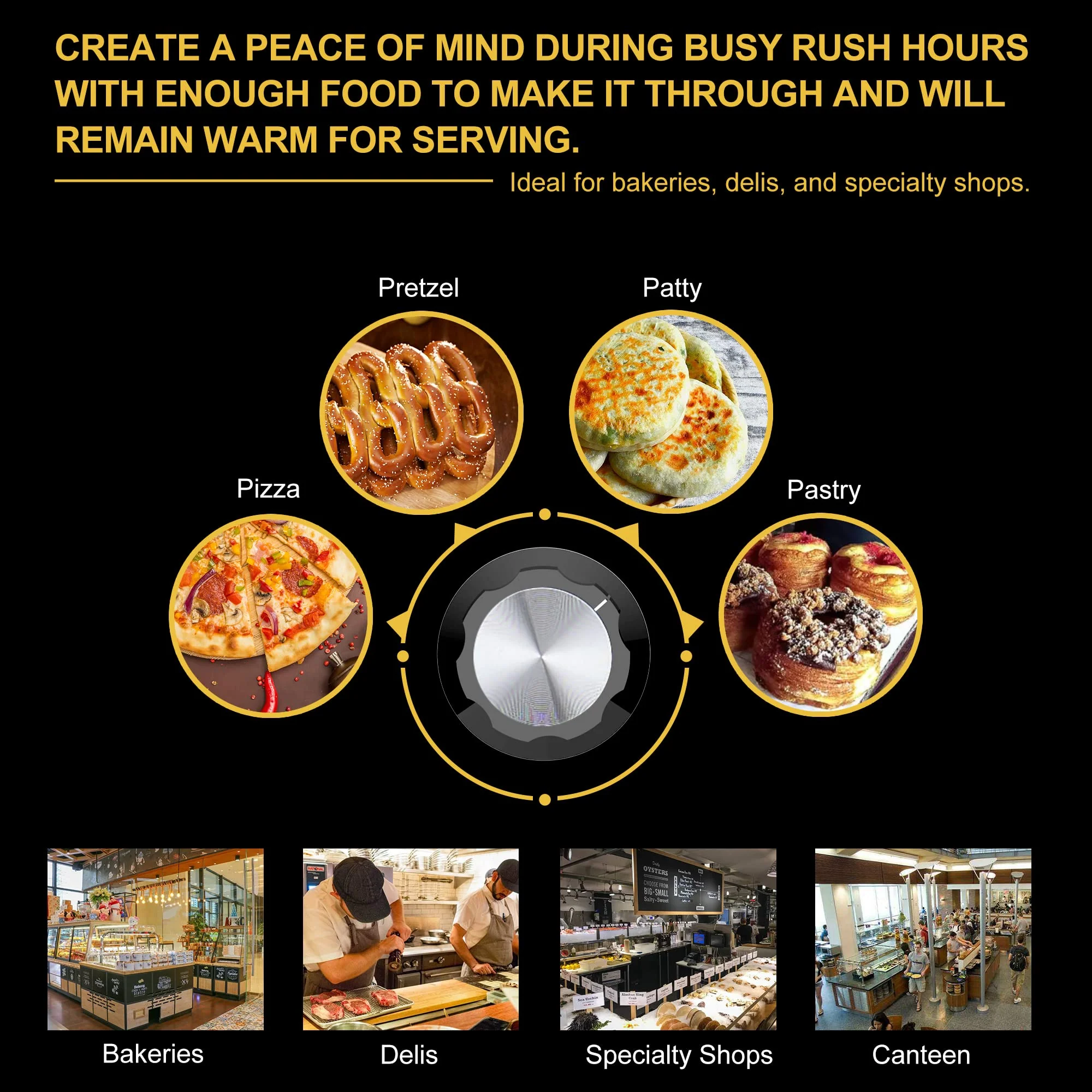 5-Shelf Electric Catering Hot Box Food Warmer Accommodating up to (10) 15" Pizza Boxes, Countertop Heated Holding Cabinet for Pretzels, Warming Machine for Home Commercial Use, 120V 600W - Image 2