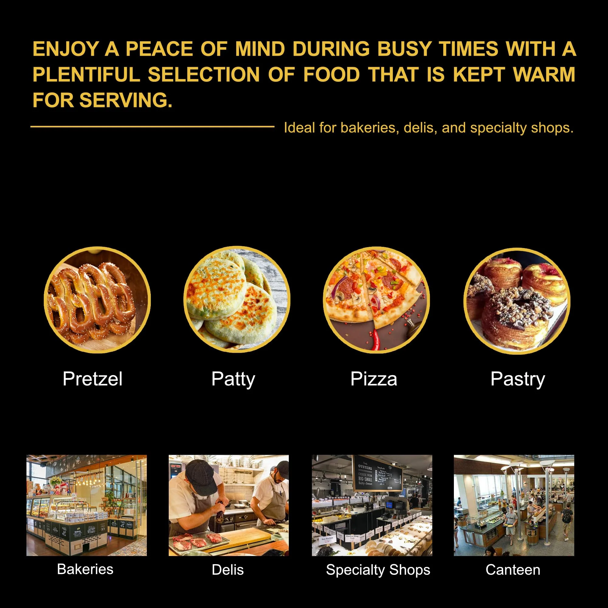5-Shelf Electric Hot Box Food Warmer Accommodating up to (10) 16" Pizza Boxes, Countertop Heated Holding Cabinet for Pretzels, Warming Machine for Home Commercial Use, w/Water Drawer, 120V 600W - Image 2