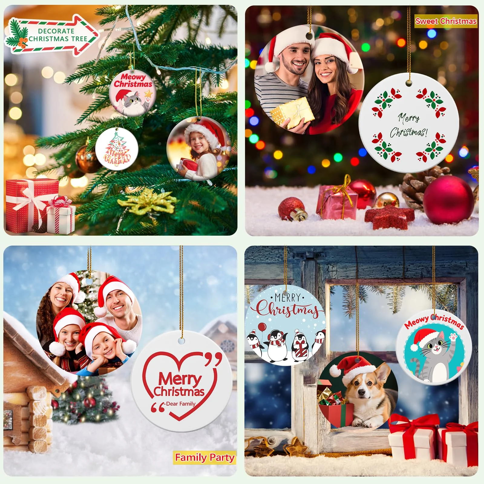 50 PCS Ceramic Sublimation Ornament Blanks Bulk 3 Inch White Round Crafts DIY Personalized Printed Home Porcelain Paintable Christmas Decorations - Image 2