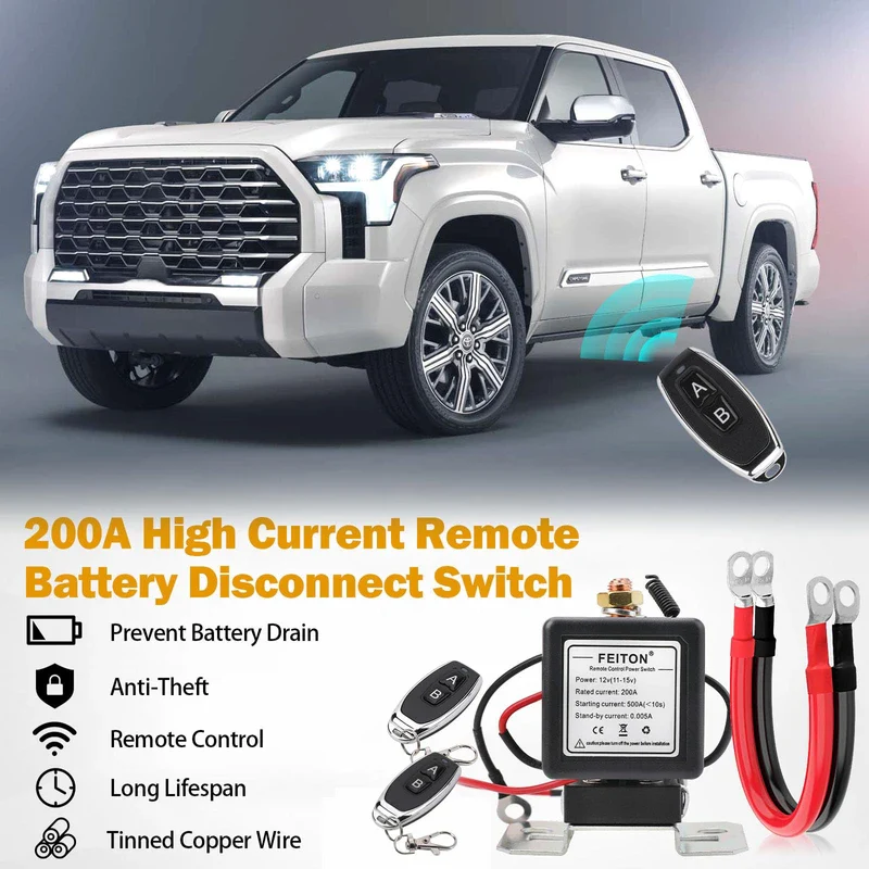 500A Starting 200A Rated Wireless Battery Disconnect Switch & 4 AWG 1FT Battery Cables Set, Remote Kill Switch for Car Truck DC12V Anti-Theft Prevent Battery Drain Battery Switch Isolator On Off - Image 3