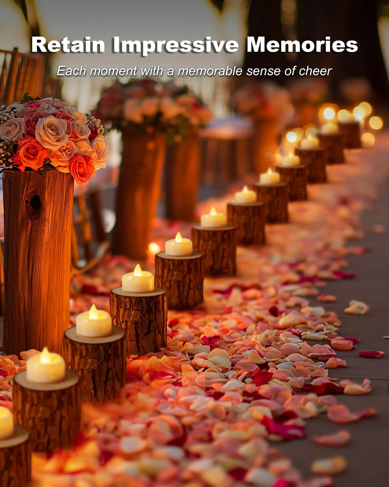 5plots Flameless Candles, 100 Pack LED Tea Lights Candles Battery Operated, Electric Tea Lights, Flameless Tealight Candles for Halloween Diwali Fall Christmas Wedding - Image 6