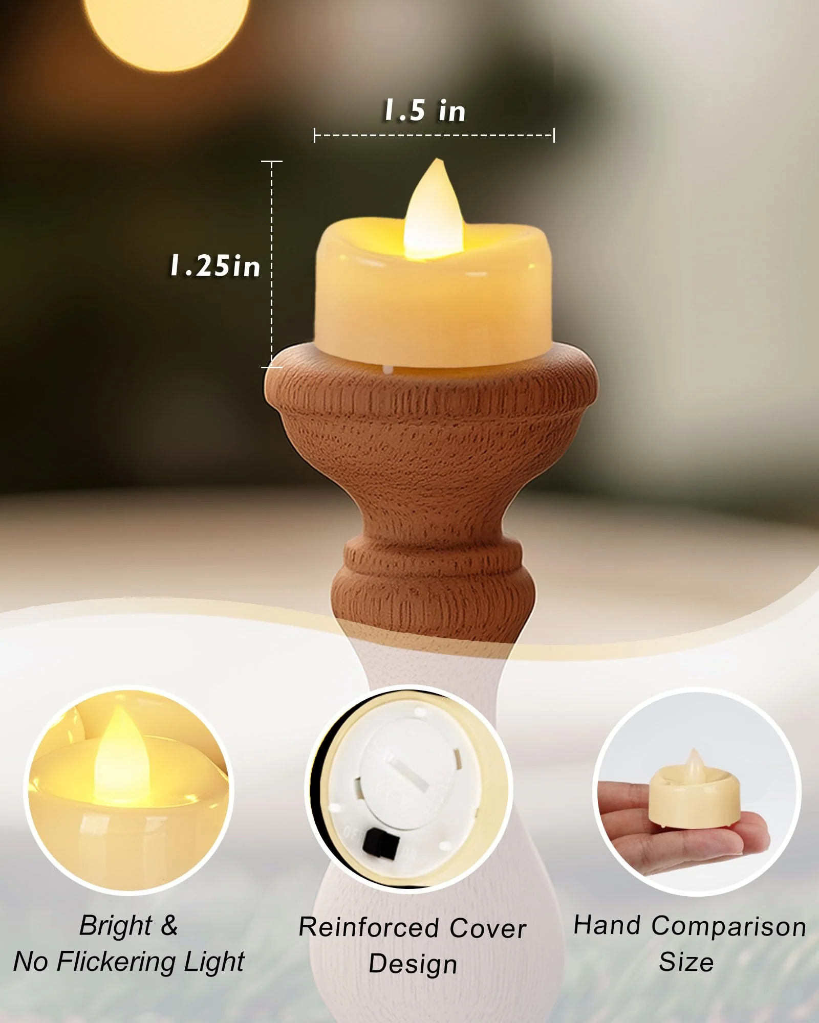 5plots Flameless Candles, 100 Pack LED Tea Lights Candles Battery Operated, Electric Tea Lights, Flameless Tealight Candles for Halloween Diwali Fall Christmas Wedding - Image 7
