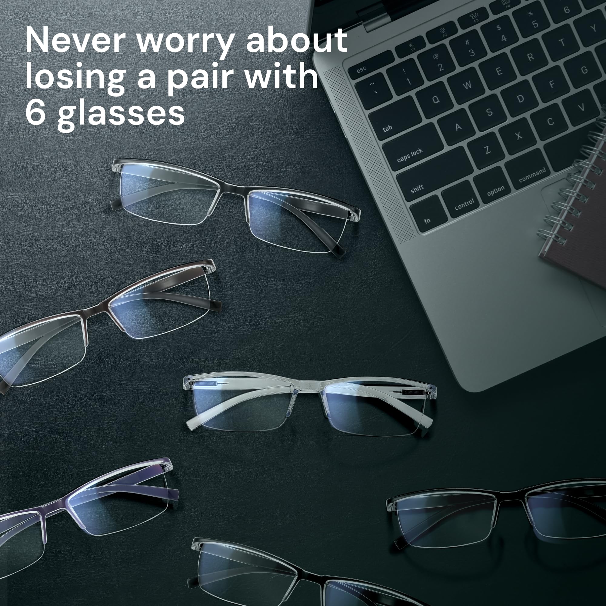 6 pack Executive Style Reading Glasses Men - Durable Readers with 99% Blue Light Blocking - Comfortable Fit with TR90 Frames - Image 2