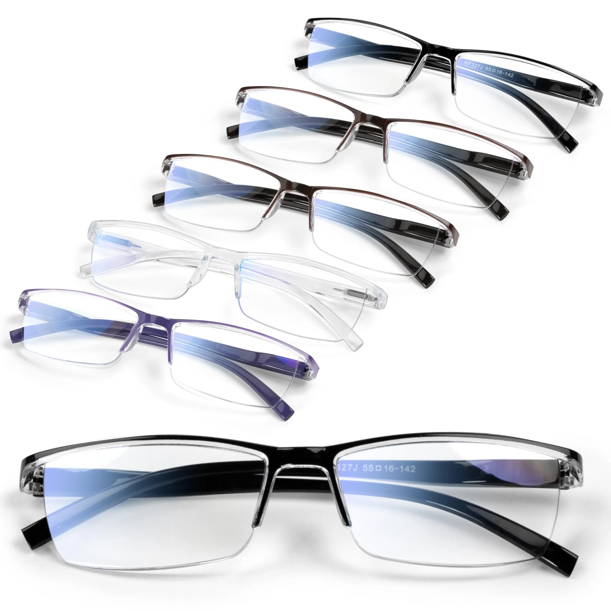 6 pack Executive Style Reading Glasses Men - Durable Readers with 99% Blue Light Blocking - Comfortable Fit with TR90 Frames