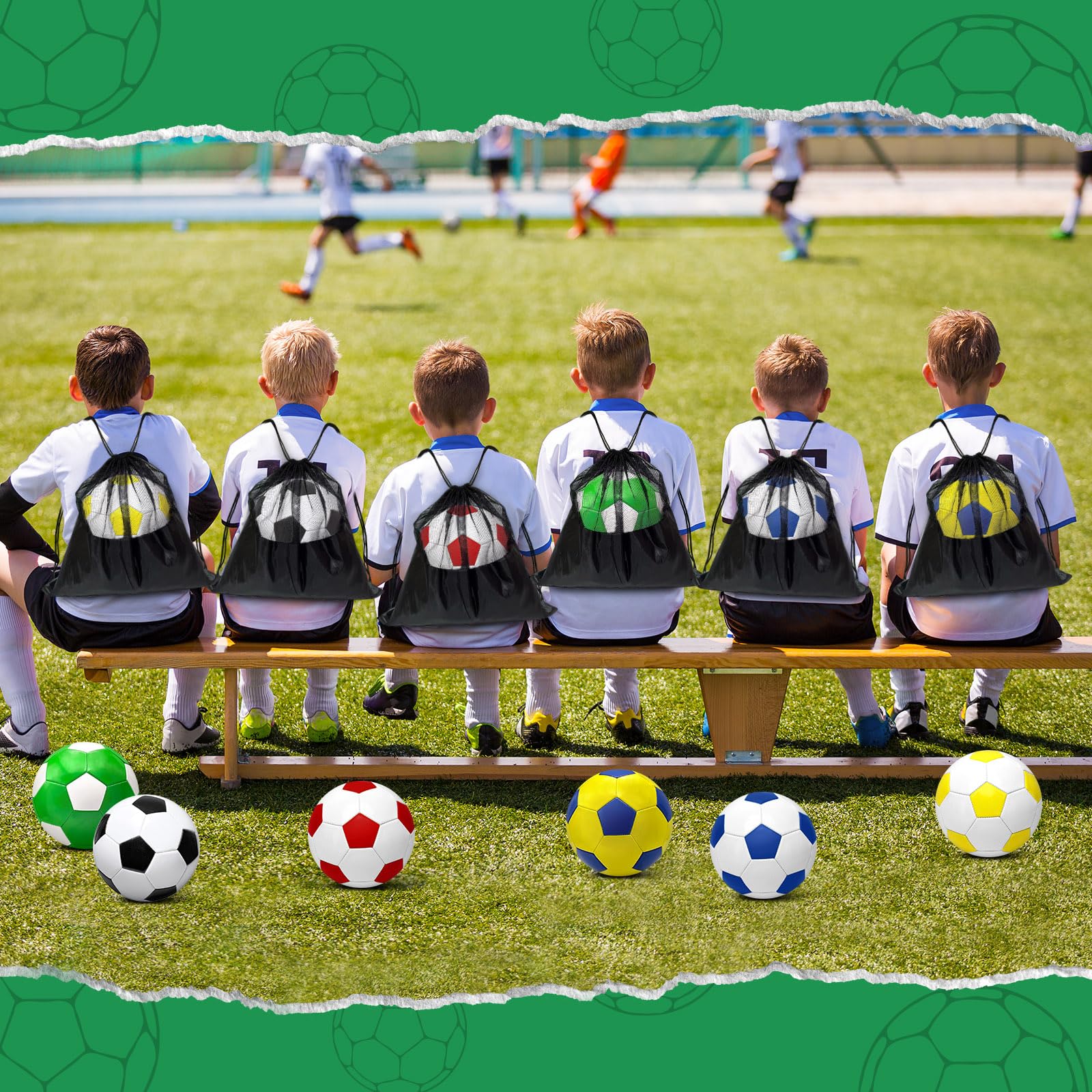 6 Pack Operation Deflated Christmas Soccer Ball with Pump for Child,Items Bulk Deals Soccer Balls,Classic Soccer Balls Size 5 with Mesh Sport Bag Pump Needle for Shoebox Gift Fillers Charity Donations - Image 3