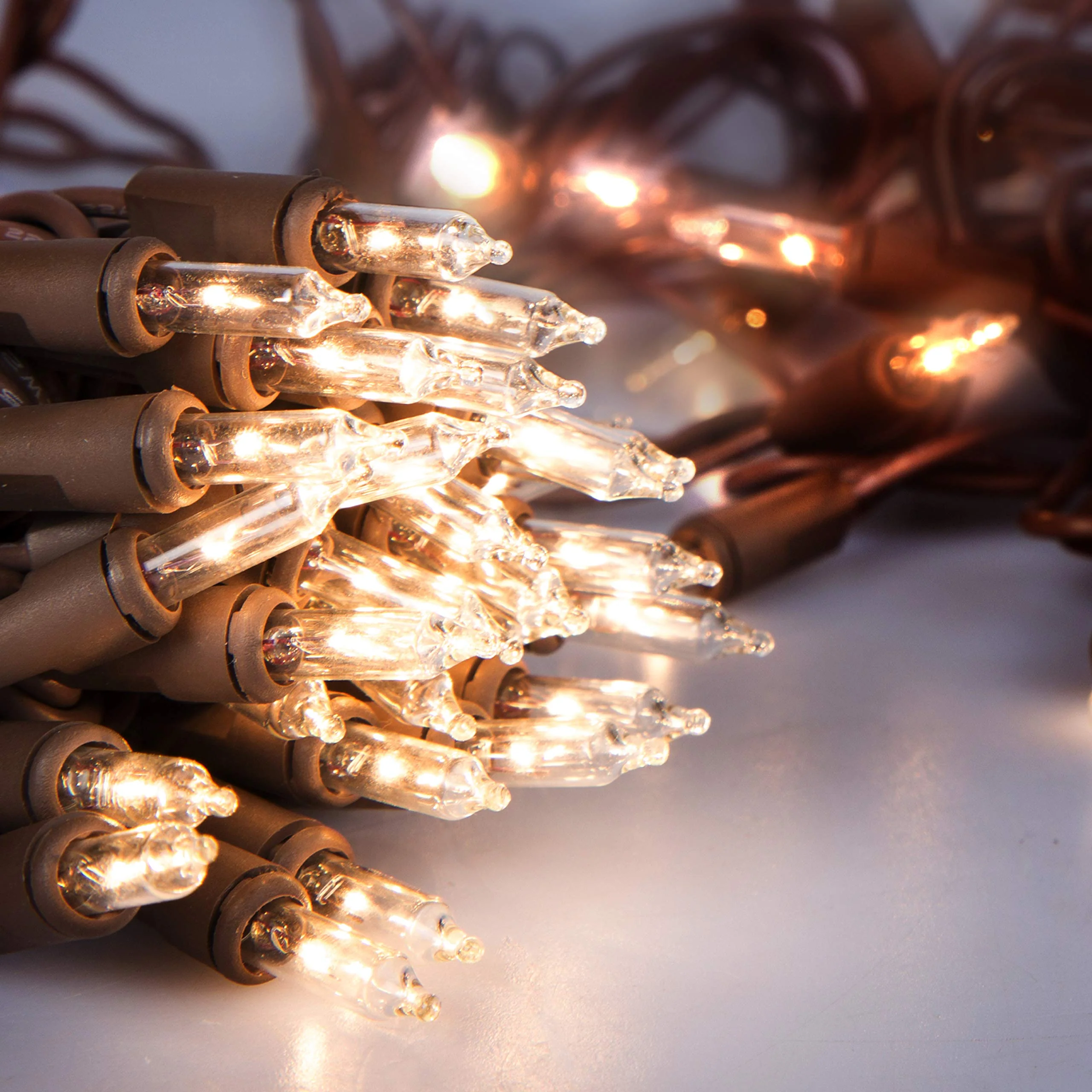 612 Vermont 100 Clear Mini Christmas String Lights on Brown Wire Cord, UL Approved for Indoor/Outdoor Use, 18 Foot of Lighted Length, 20 Foot of Total Length (Pack of 2) - Image 2