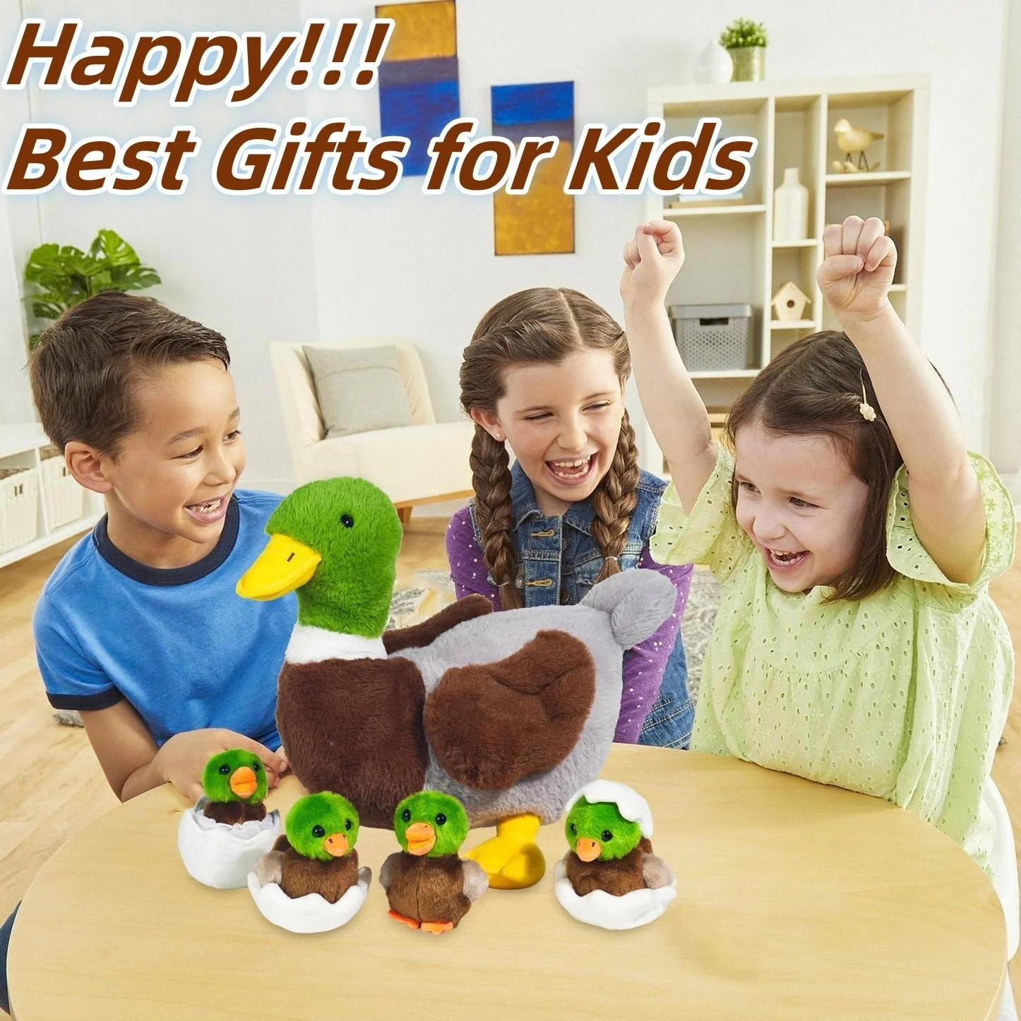 7 in 1 Mallard Duck Stuffed Animals Duck Plush Toys, 12" Zipper Mommy Stuffed Ducks with 4 Baby Ducks Ducklings Toy Eggs Plushies Pillow for Kids Birthday Christmas Surprise Gifts Farm Party Decors - Image 7