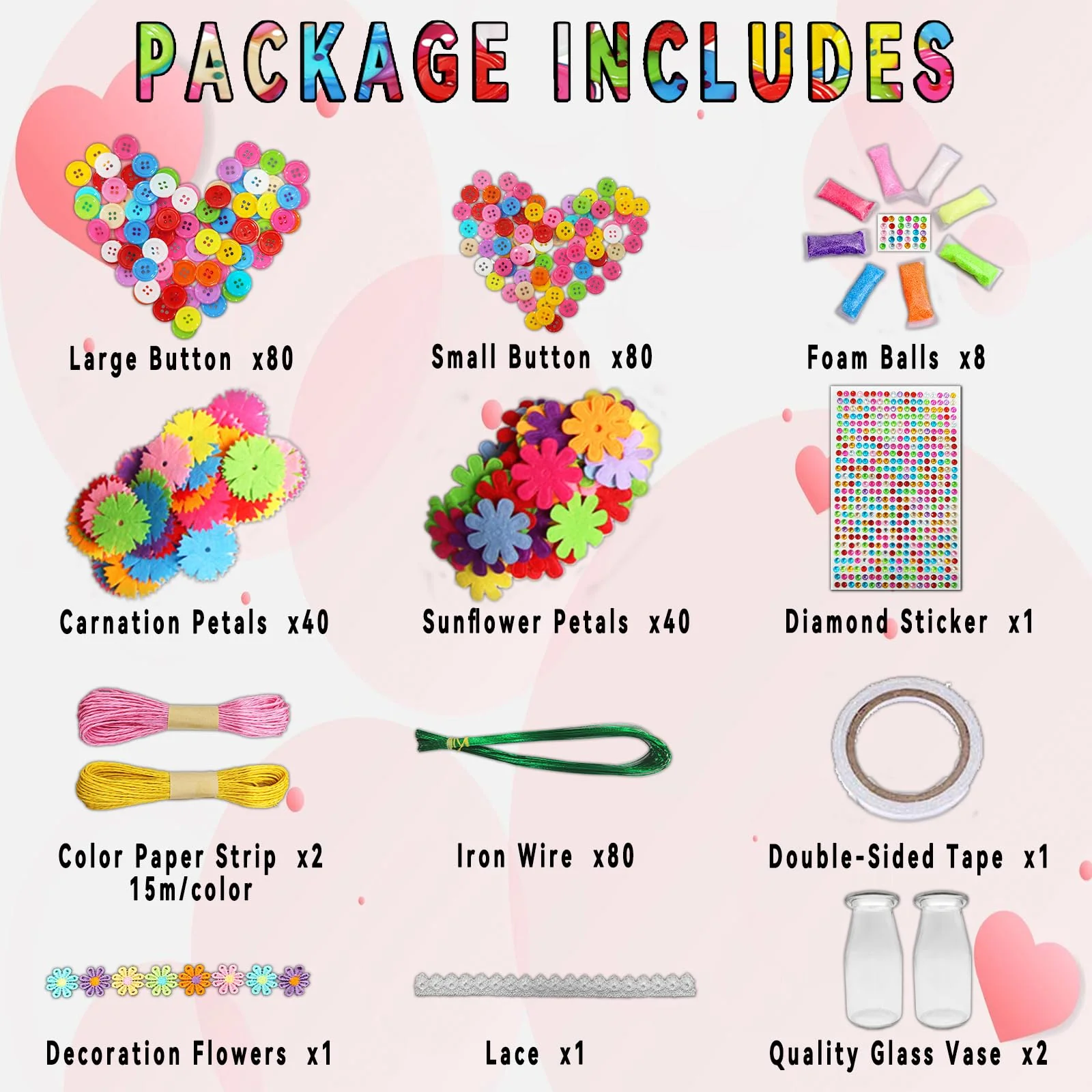 7july Crafts for Girls Ages 6-10 Make Your Own Flower Bouquet with Buttons and Felt Flowers, Vase Art and Craft for Children - DIY Activity Christmas Birthday Gift for Girls Age 6 7 8 9 10 Year Old - Image 4