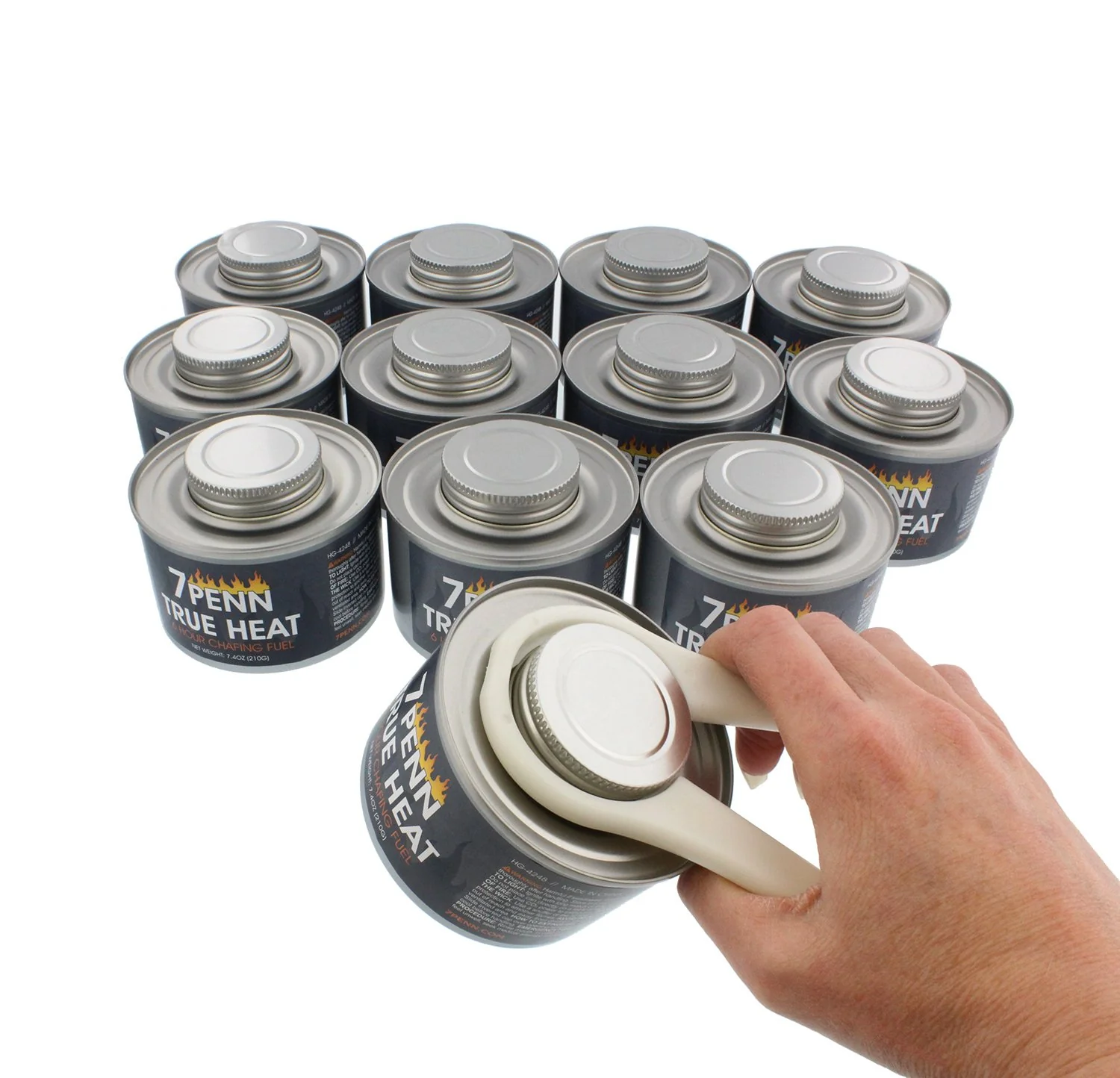 7Penn Buffet Food Warmers for Parties, 12 Pack - 6 Hour Chafing Dish Fuel Cans Catering Food Warmers Buffet Heating Food Warmer Party Canned Heat Burner with Bonus Lid Openers - Image 2