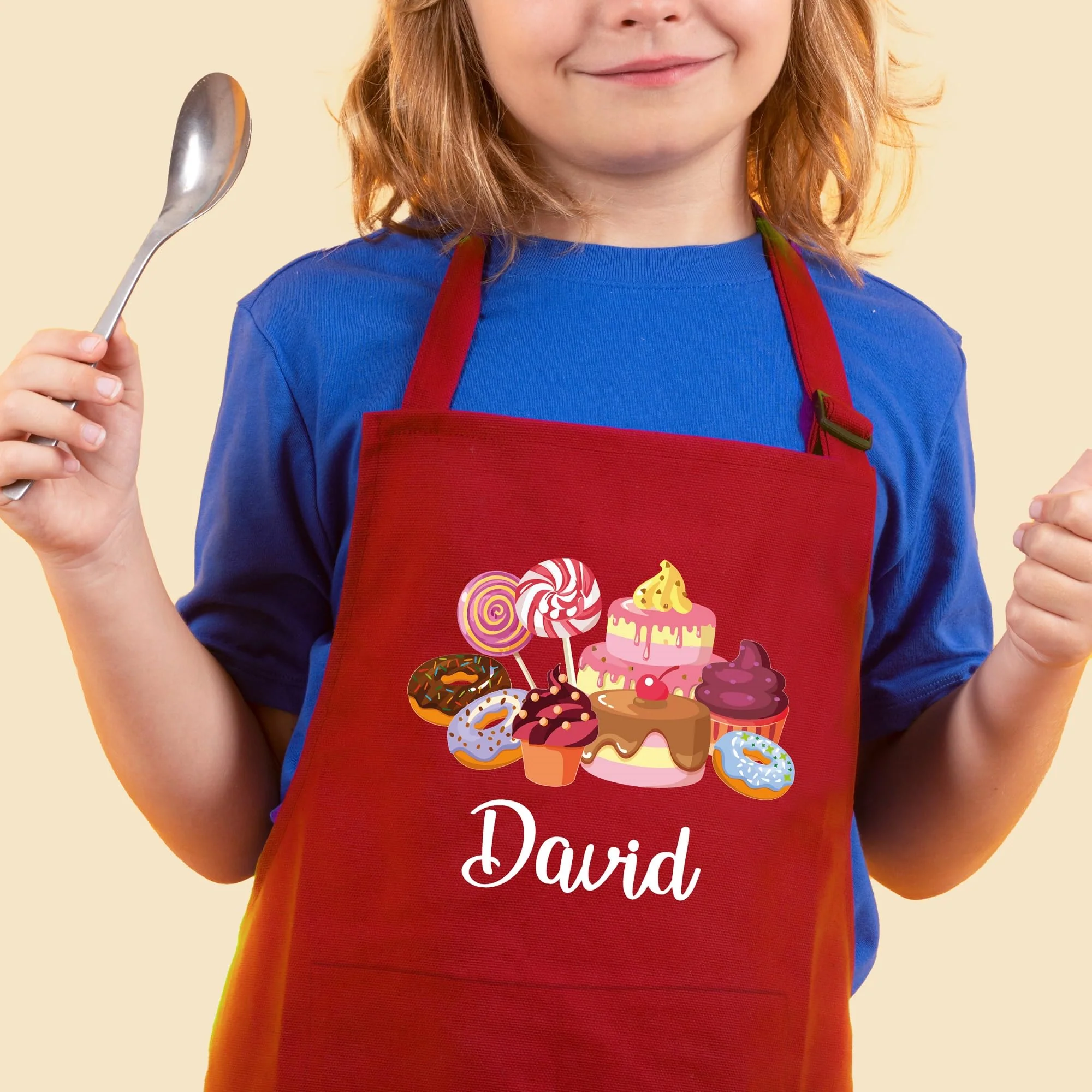 7th Hill Personalized Kids Apron for Cooking, Custom Kid Apron with Chef Hat, Toddler Cooking Apron for Girls and Boys, Baking & Painting Apron, Christmas Gift For Children - Image 2
