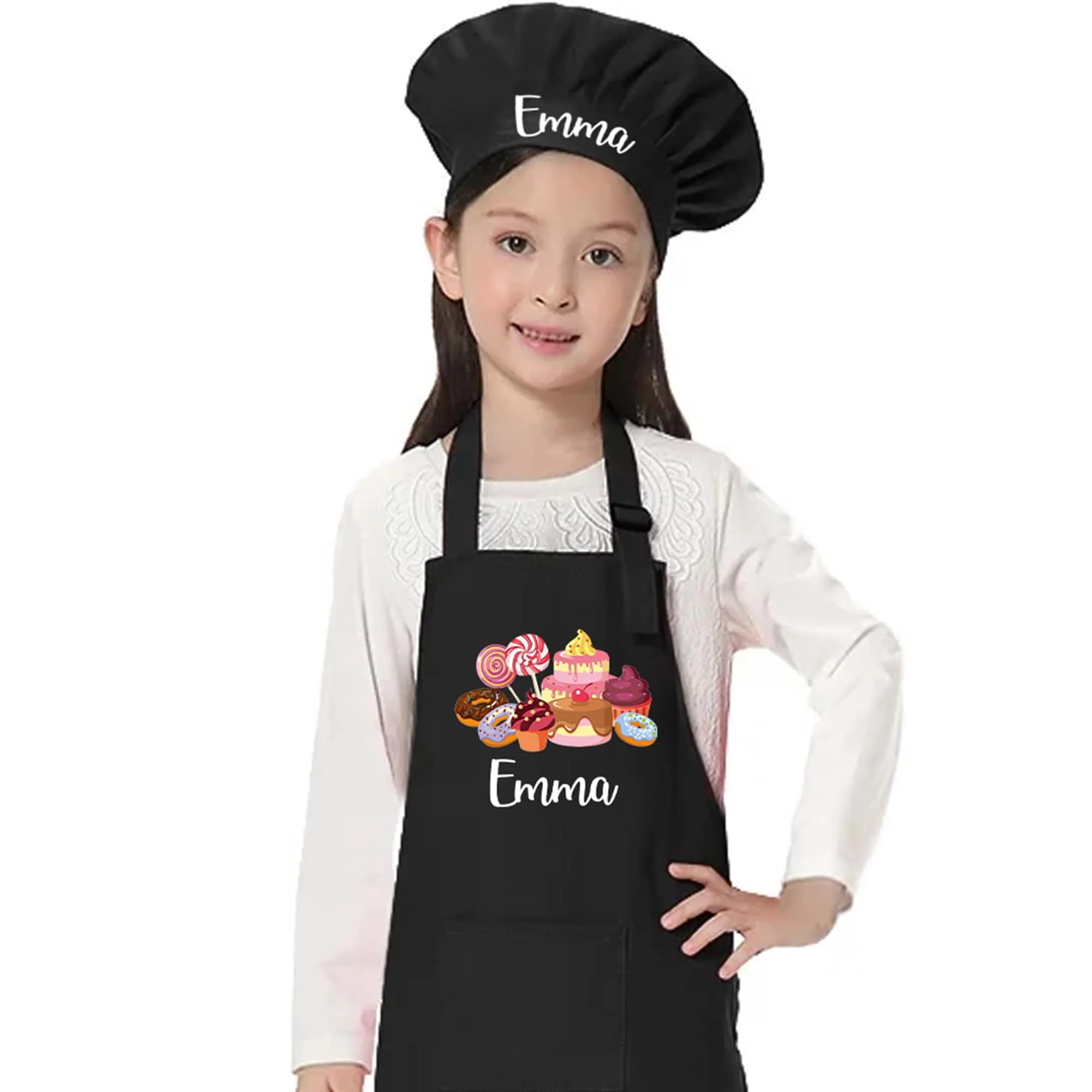 7th Hill Personalized Kids Apron for Cooking, Custom Kid Apron with Chef Hat, Toddler Cooking Apron for Girls and Boys, Baking & Painting Apron, Christmas Gift For Children - Image 4