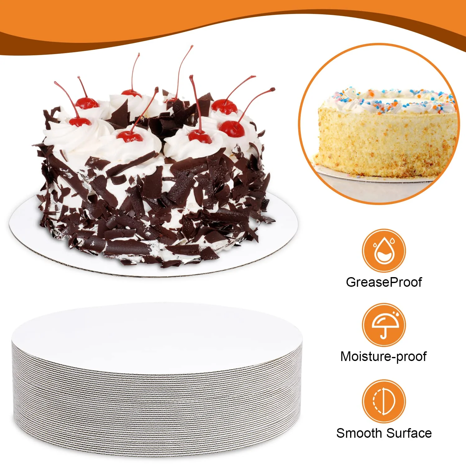 80-Pack Cake Boards 10 inch Round White Cake Circles Rounds Base Food-Grade Cardboard Cake Board for Cakes, Christmas, Bread, Desserts(Thin and strong) - Image 5