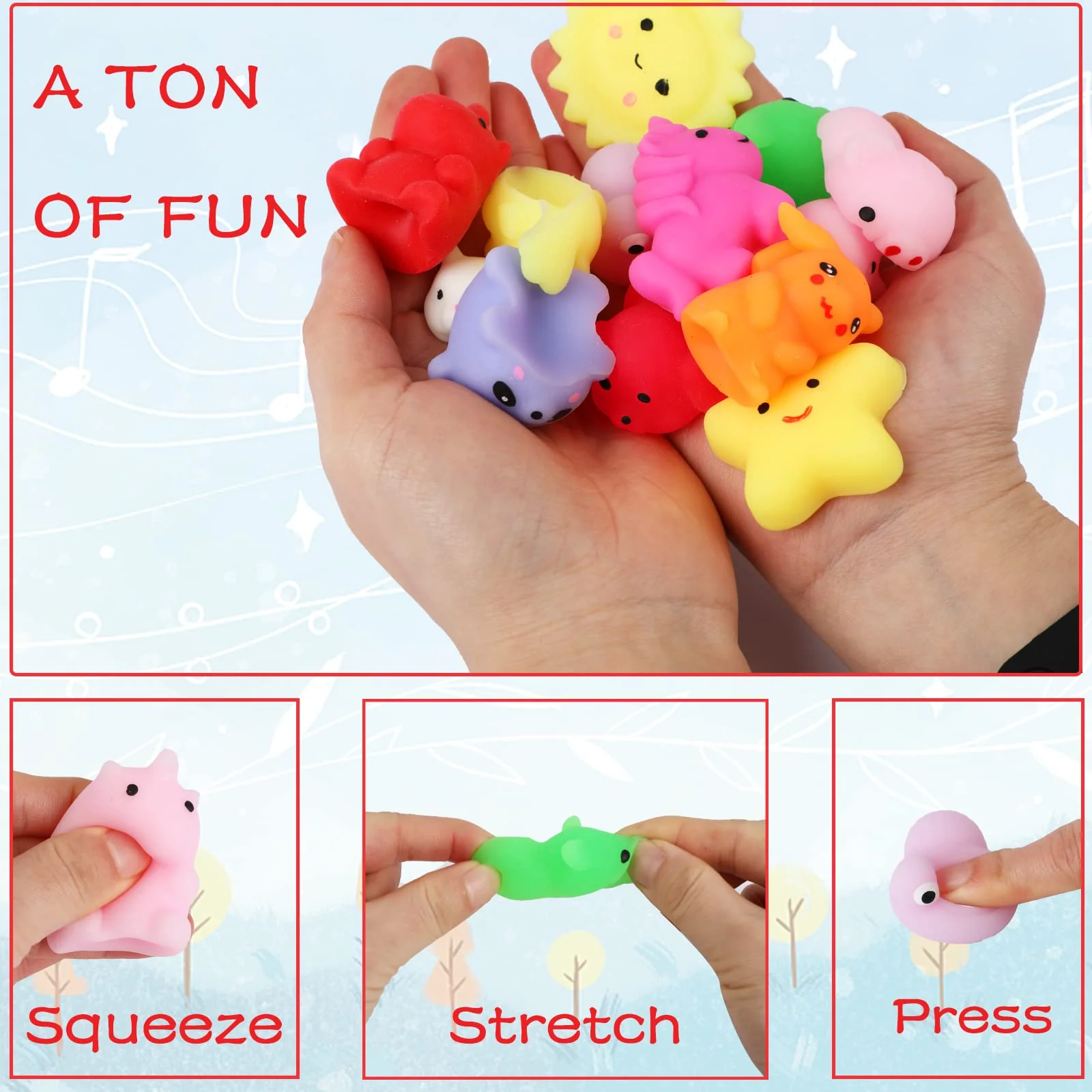 80pcs Mochi Squishy Toys, Mini Kawaii Squishy Fidget Toys Bundles Squishies Party Favors for Kids Gift for Easter Basket Stuffers Egg Fillers Birthday Classroom Prize Pinata Christmas Stocking - Image 6