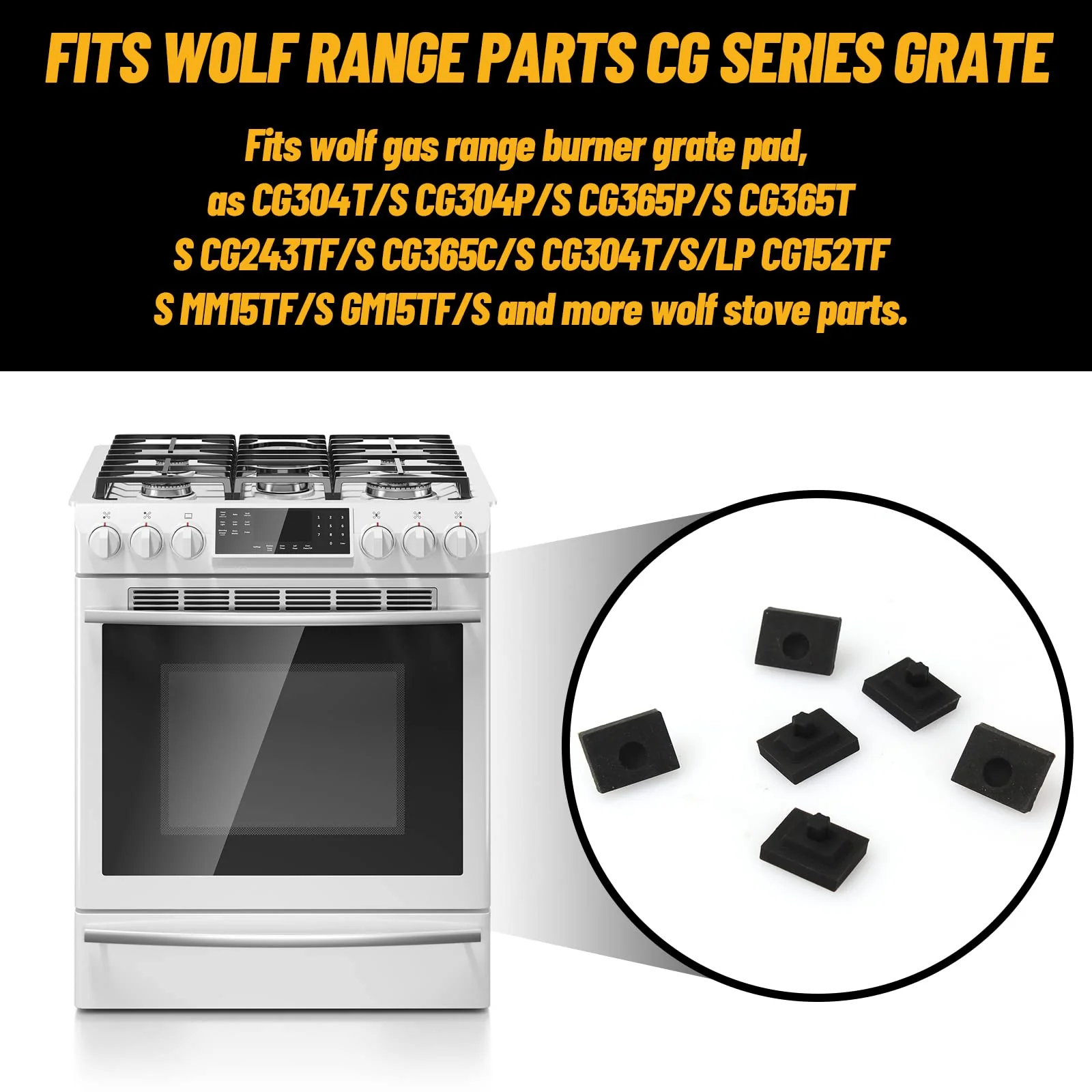 826885 Stove Grate Rubber Feet Replacement for Wolf CG Series Gas Cooktop Range Burner Grate Pad Rubber Support Bumpers Parts, Fit for Wolf Cooktop CG304T/S CG304P/S CG365P/S CG365T/S (6 Pack) - Image 6