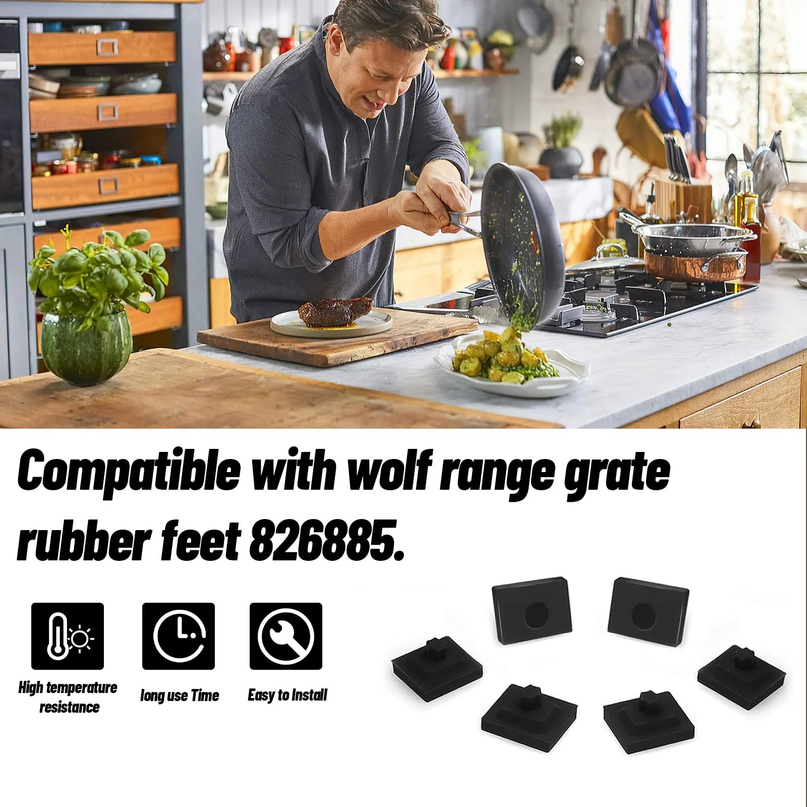 826885 Stove Grate Rubber Feet Replacement for Wolf CG Series Gas Cooktop Range Burner Grate Pad Rubber Support Bumpers Parts, Fit for Wolf Cooktop CG304T/S CG304P/S CG365P/S CG365T/S (6 Pack) - Image 7