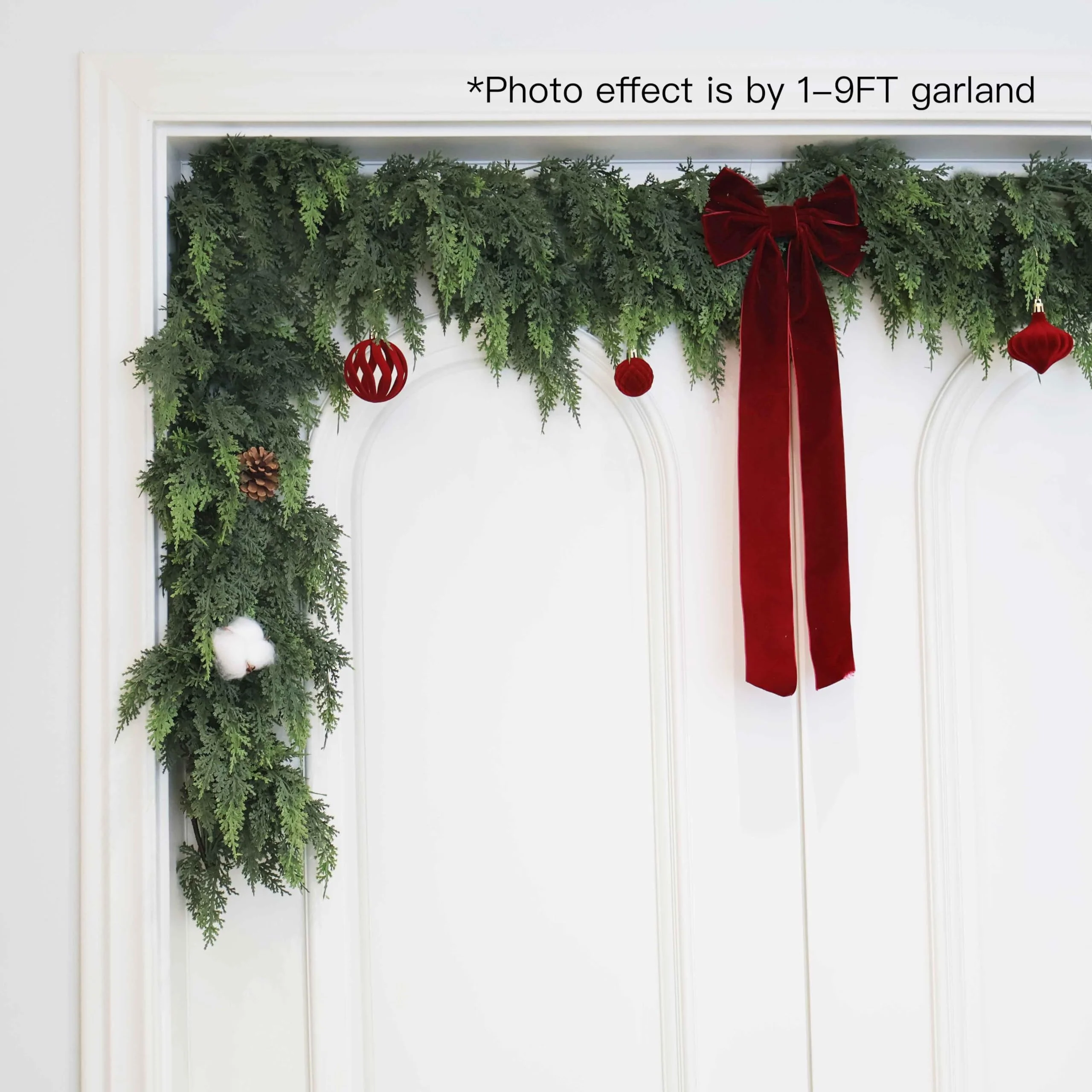 9FT Christmas Cedar Garland Artificial Real Touch Thickness Realistic Greenery Pine Garland for Mantle Fireplace Outdoor Indoor Christmas Decorations - Image 2