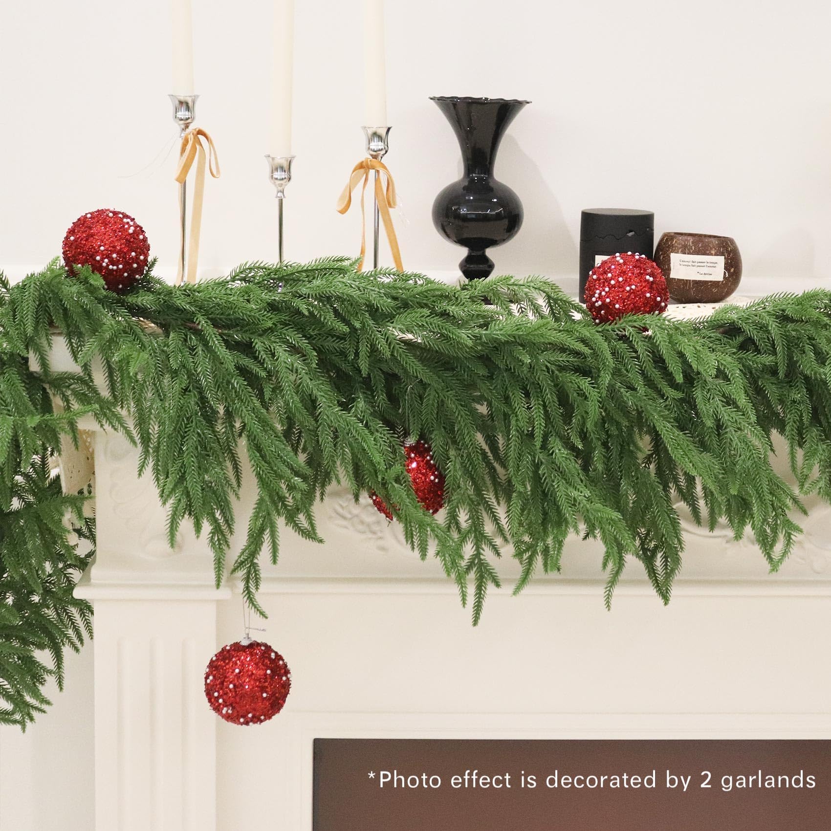 9FT Christmas Garlands Norfolk Pine Garland Real Touch Artificial Faux Greenery Garland for Holiday Indoor Outdoor Decor - Image 4